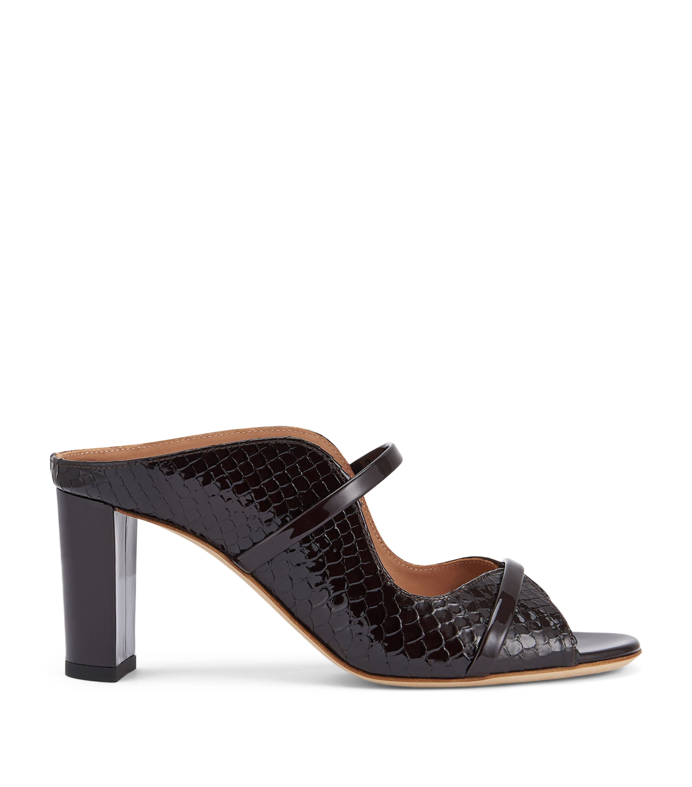 Malone Souliers Patent Leather Norah Heeled Sandals 70 Dark Brown