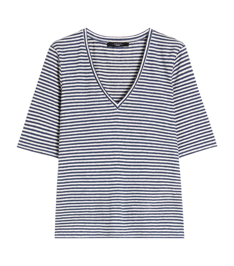Linen-Blend Stripe T-Shirt