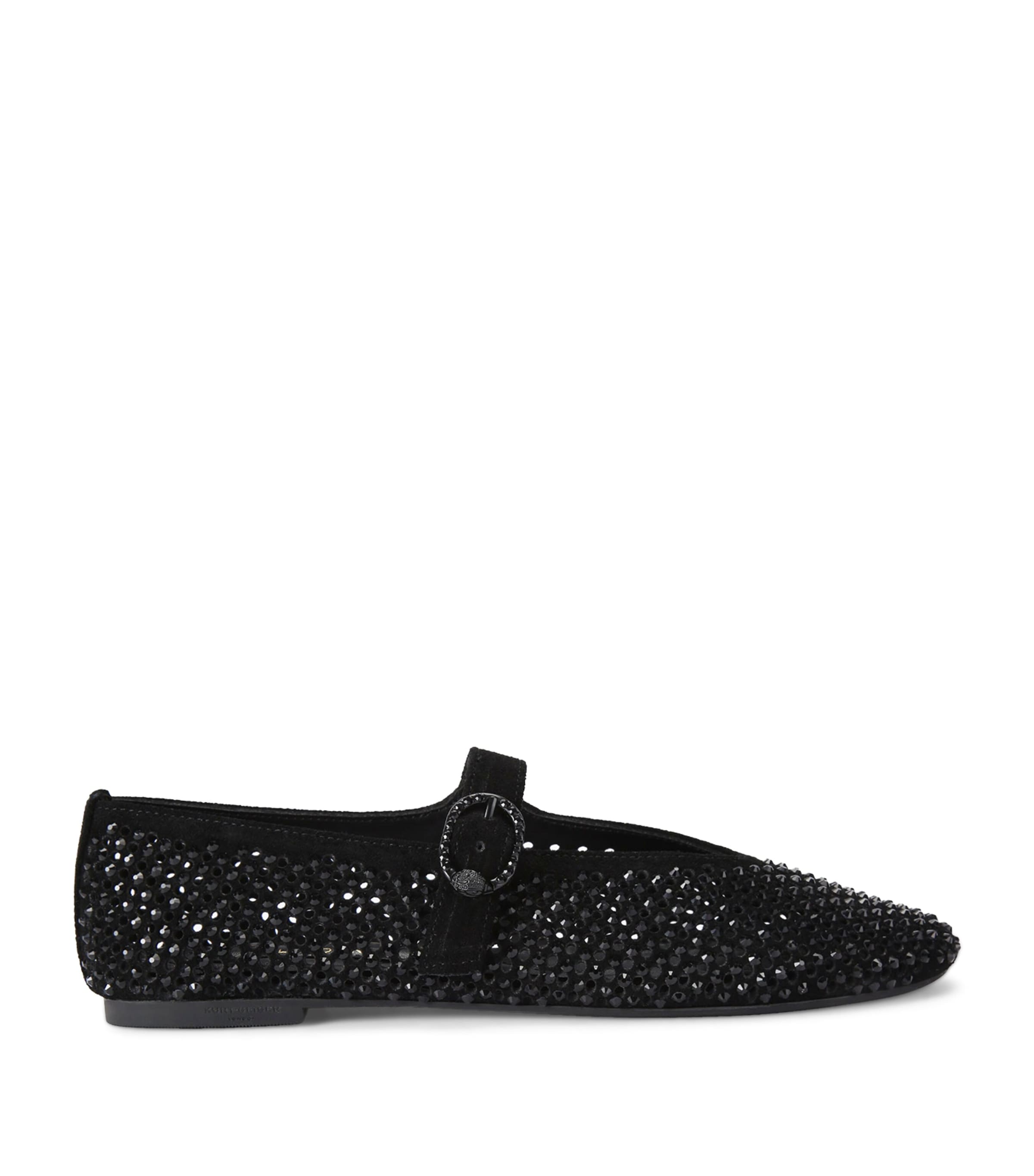 Kurt Geiger London Suede Embellished Mayfair Ballet Flats Black