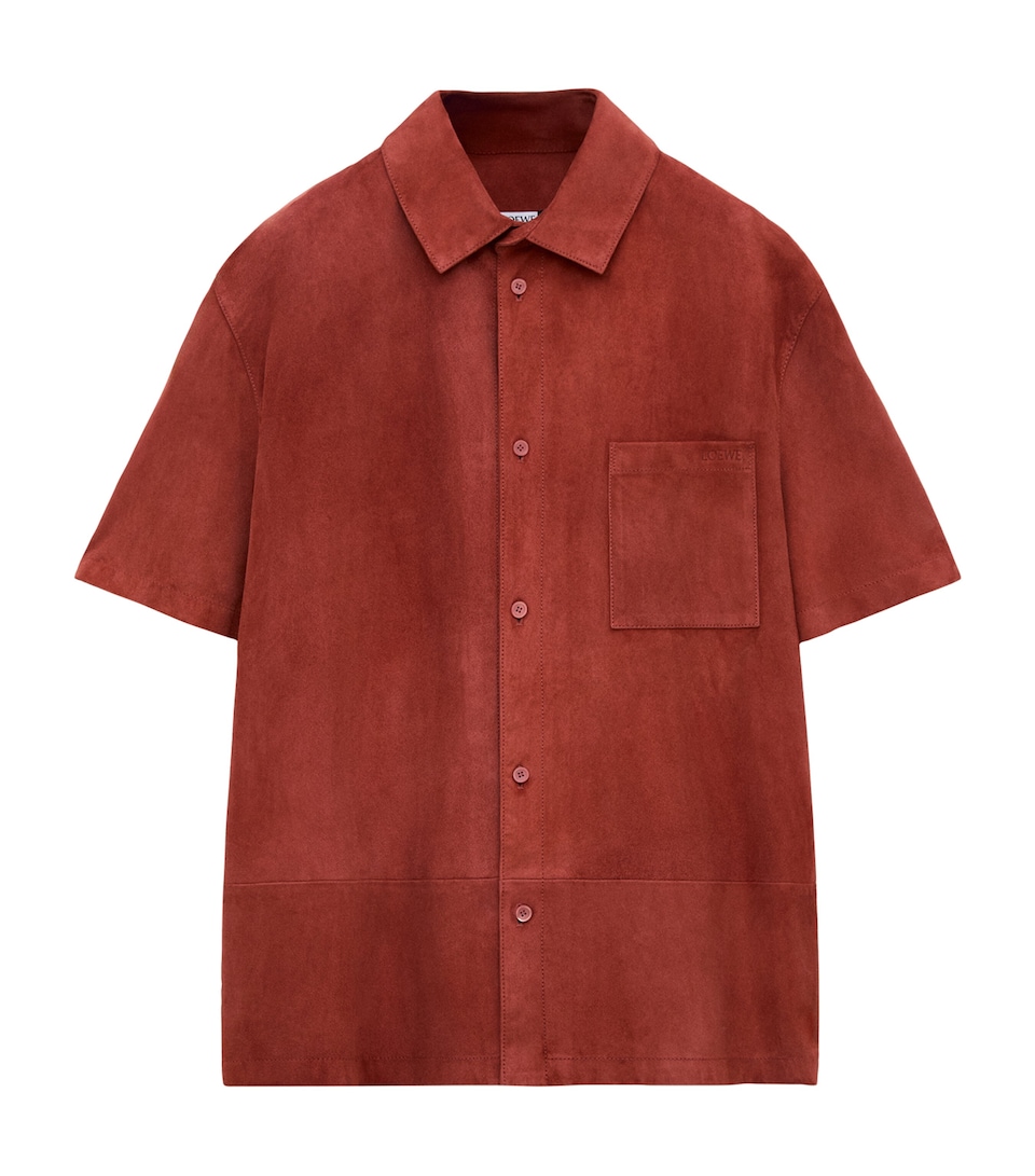 LOEWE Mens x Paula’s Ibiza Suede Anagram Shirt Dark Orange