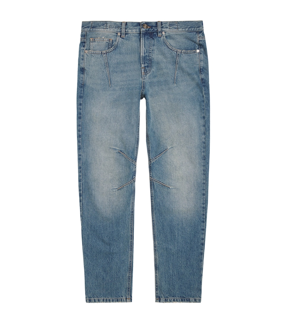 Pleated Straight Jeans