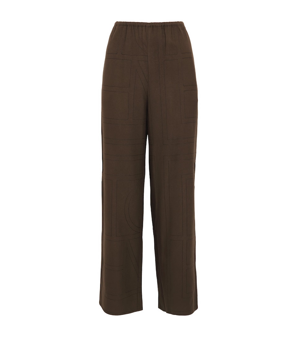 Modal Flannel Wide-Leg Trousers
