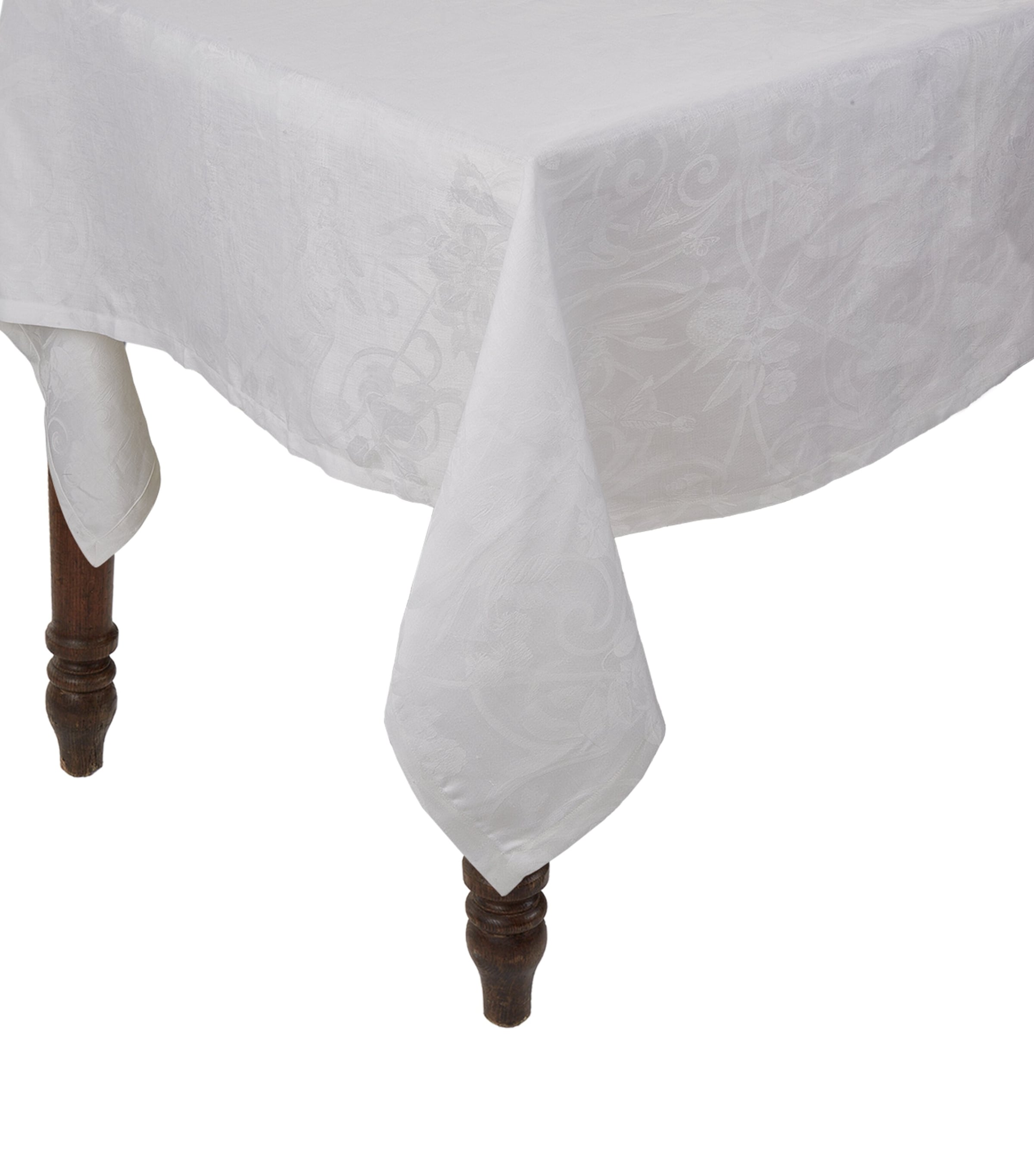 Le Jacquard Français Tivoli Damask Tablecloth (175cm x 175cm) White
