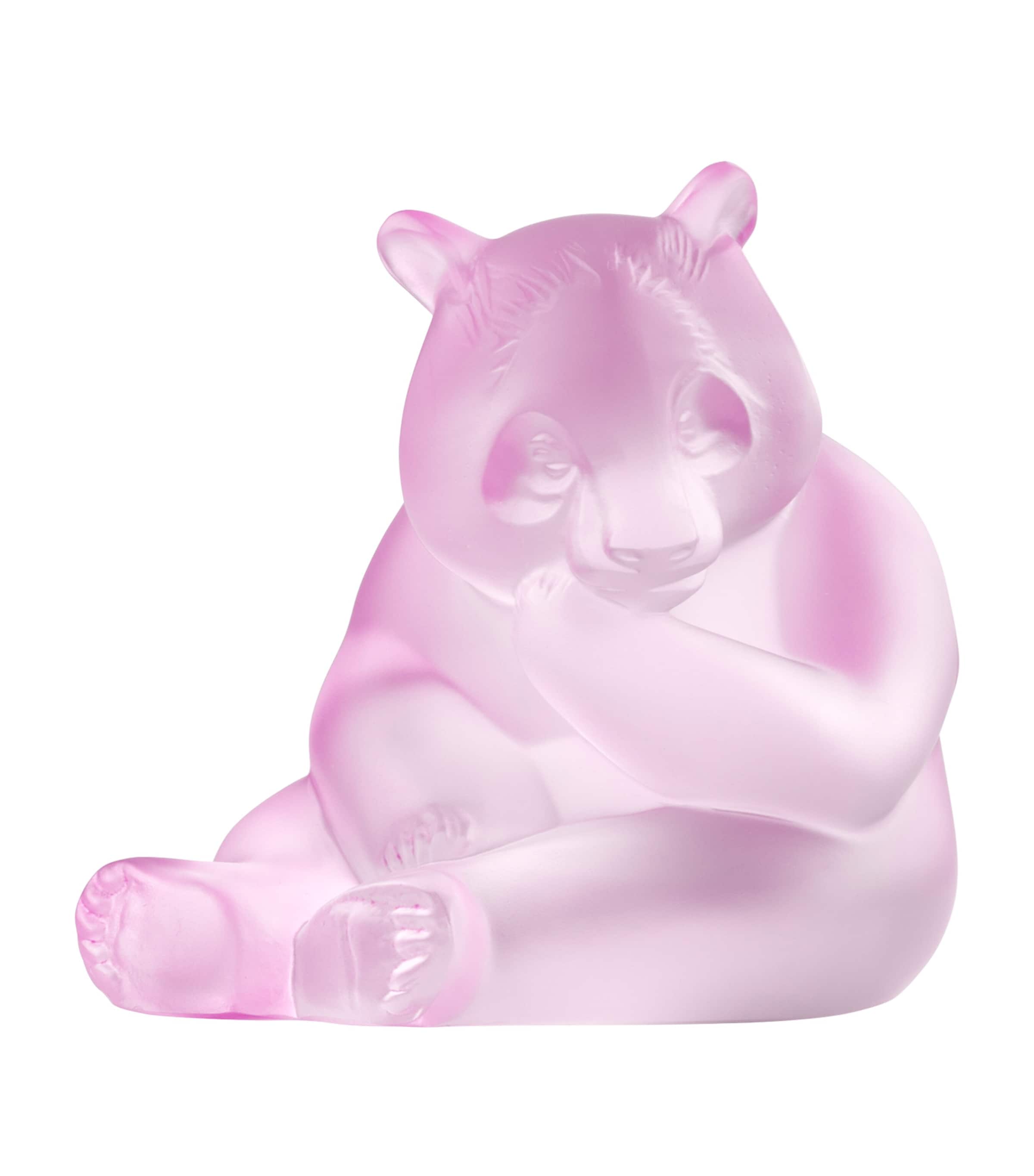 Lalique Rose Nebula Panda Sculpture Incolore