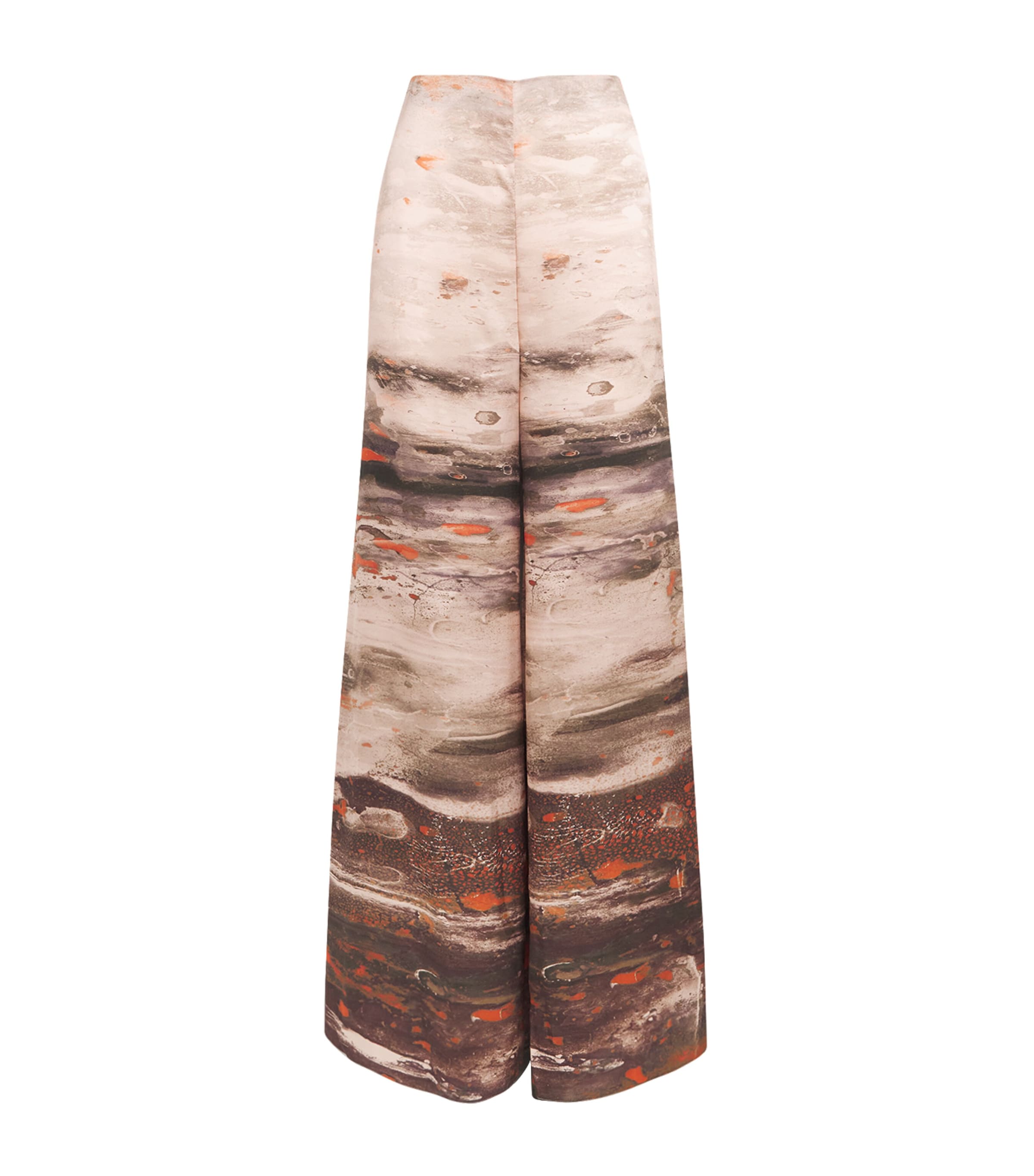 Silk Printed Arneau Wide-Leg Trousers