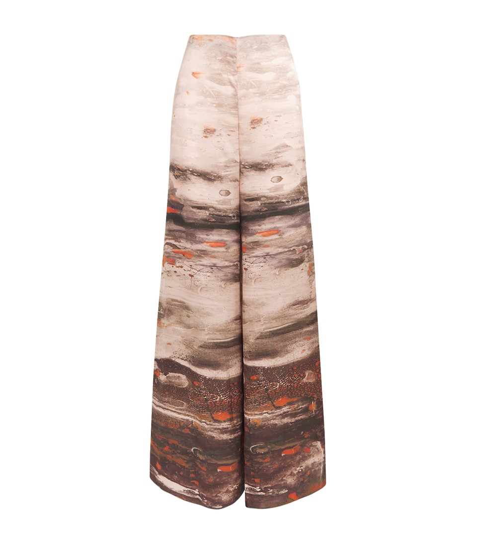 Silk Printed Arneau Wide-Leg Trousers