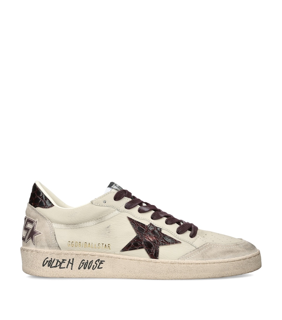 Golden Goose Leather Ball Star Sneakers Beige Comb