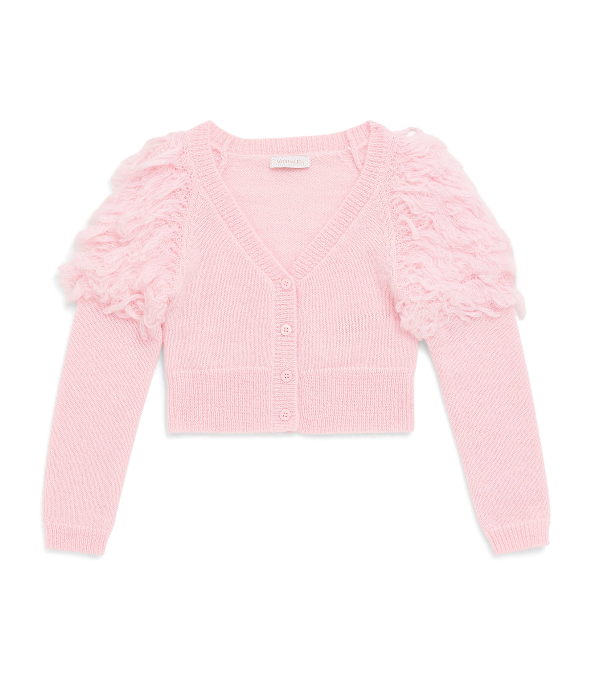 Monnalisa Faux-Fur-Trim Cardigan (4-14 Years) Rosa Antico