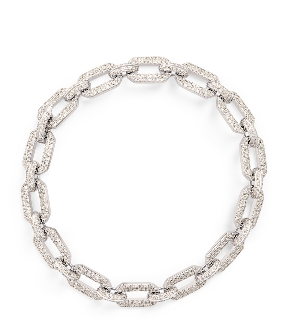 White Gold and Diamond Geo Link Bracelet