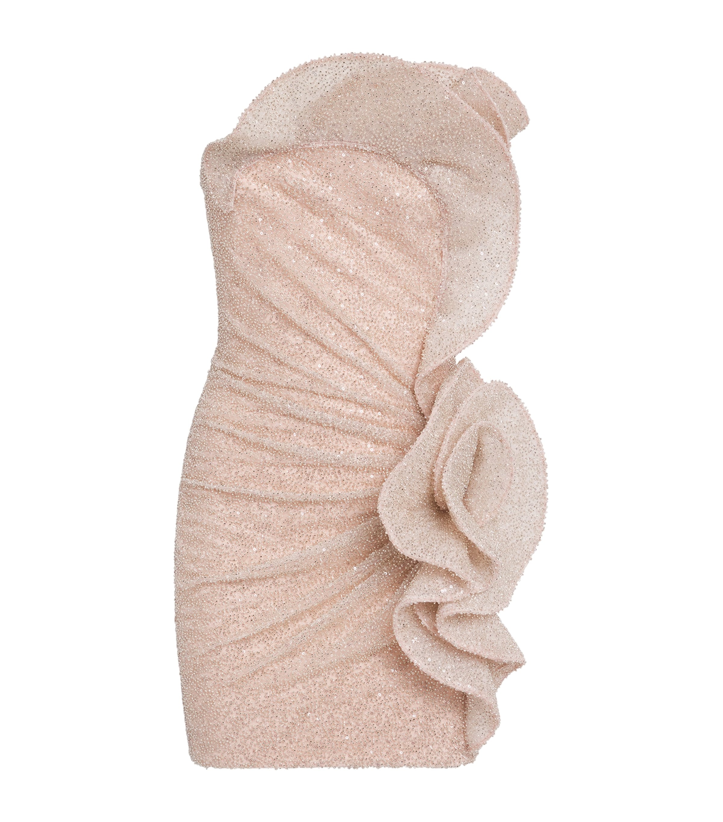 Gaurav Gupta Womens Ruffle Sequin Auror Mini Dress Sage Pink