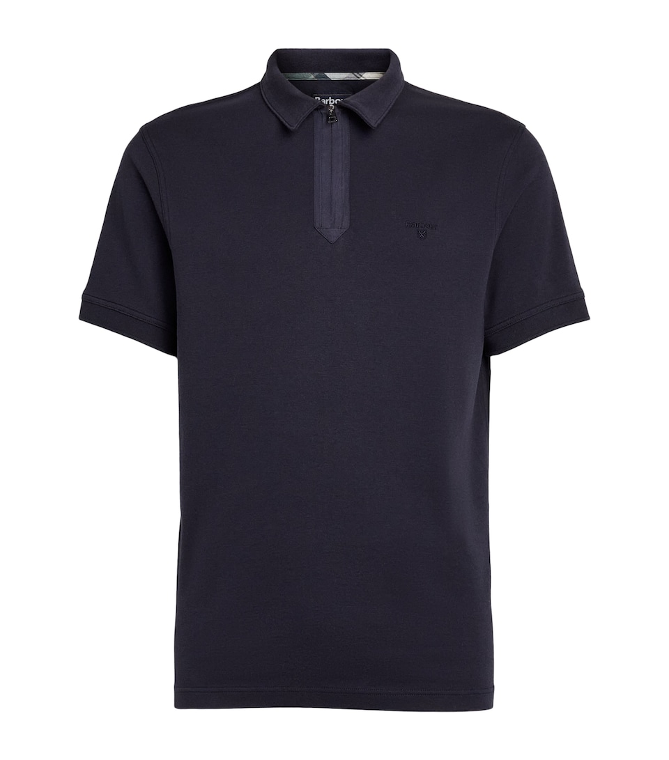 Barbour Mens Zip-Up Crackehall Polo Shirt Dark Navy