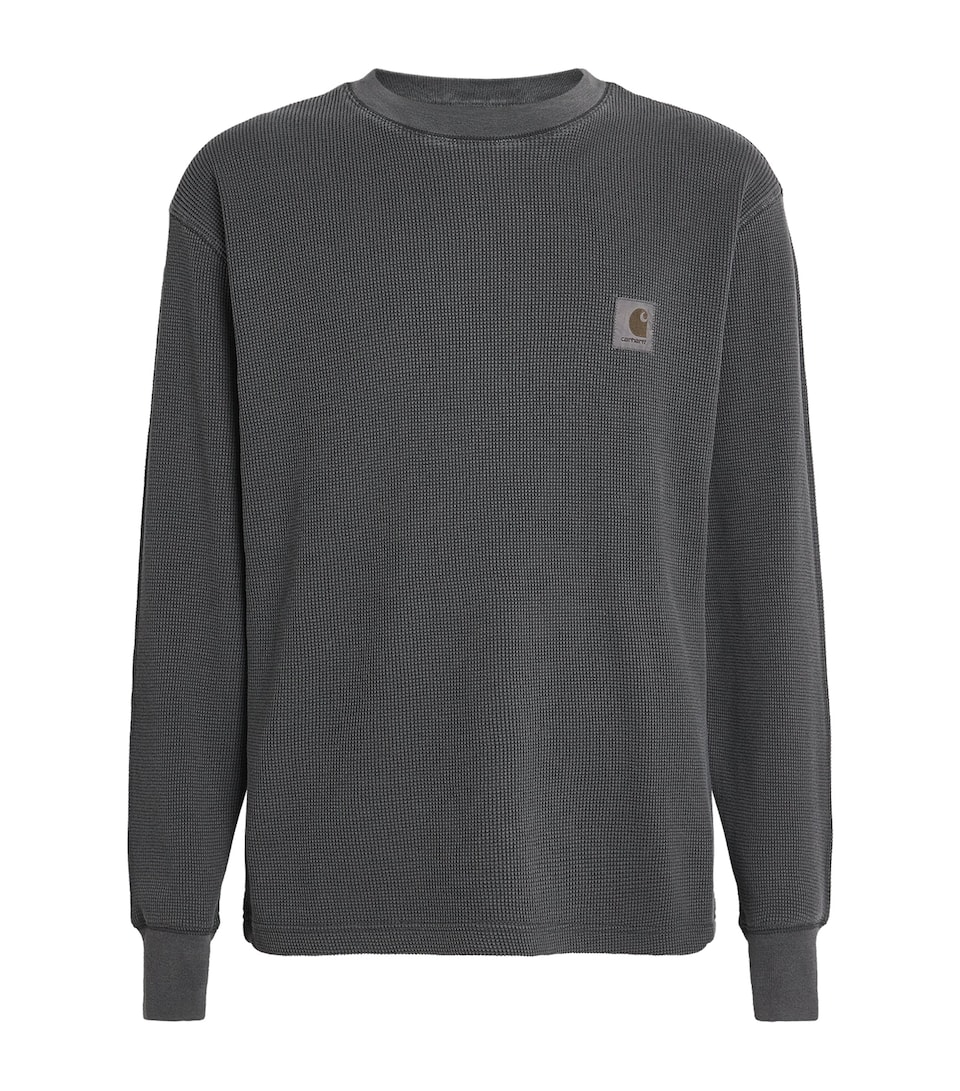 Carhartt WIP Mens Cotton Waffle-Knit Vista T-Shirt Black