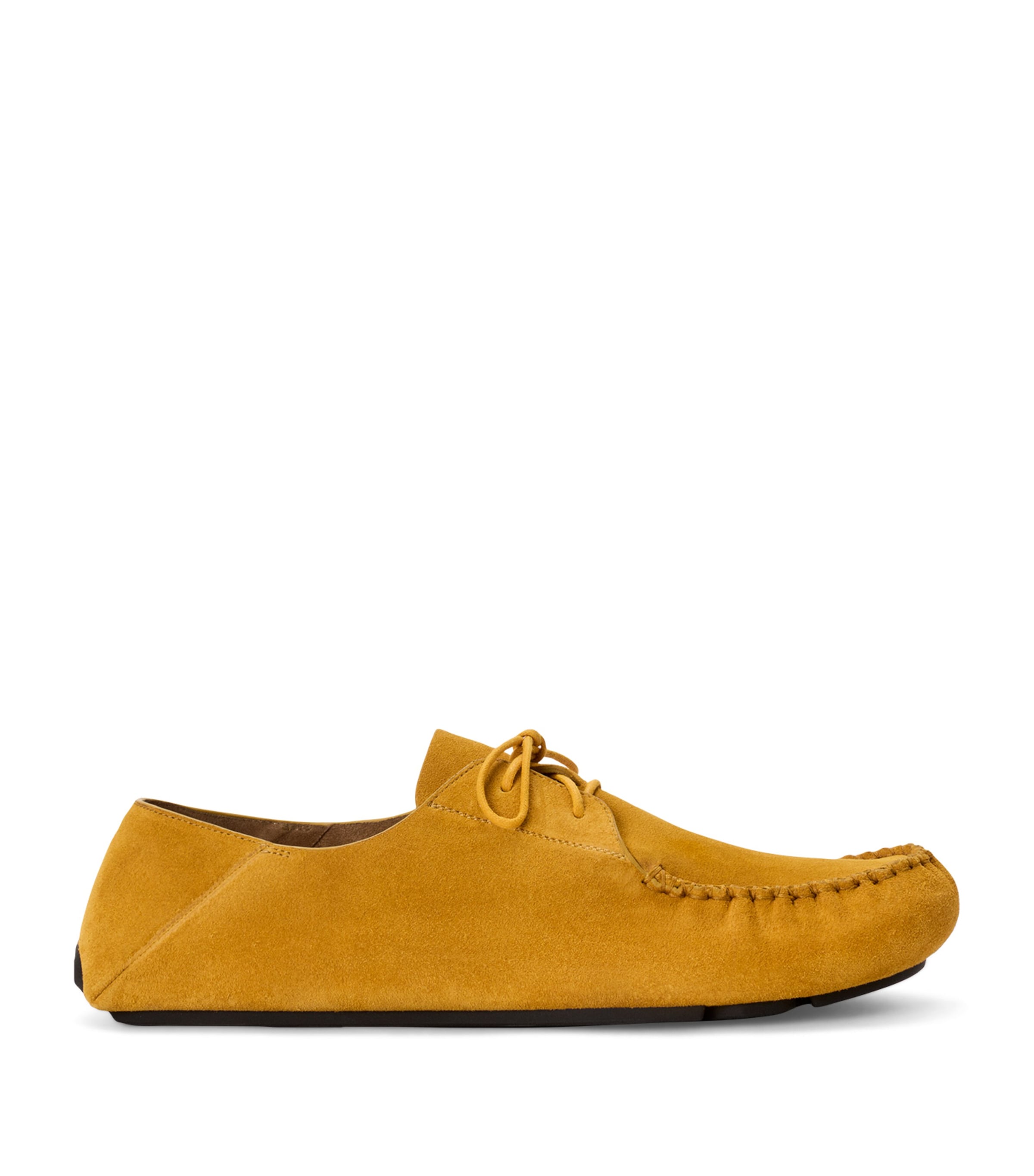 LOEWE Suede Rambla Boat Shoes Ochre