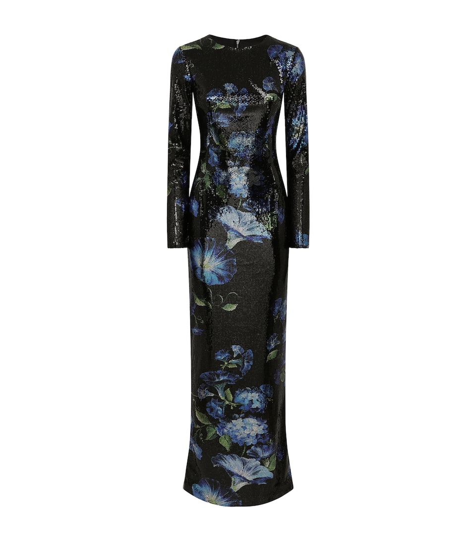 Sequinned Floral Maxi Dress