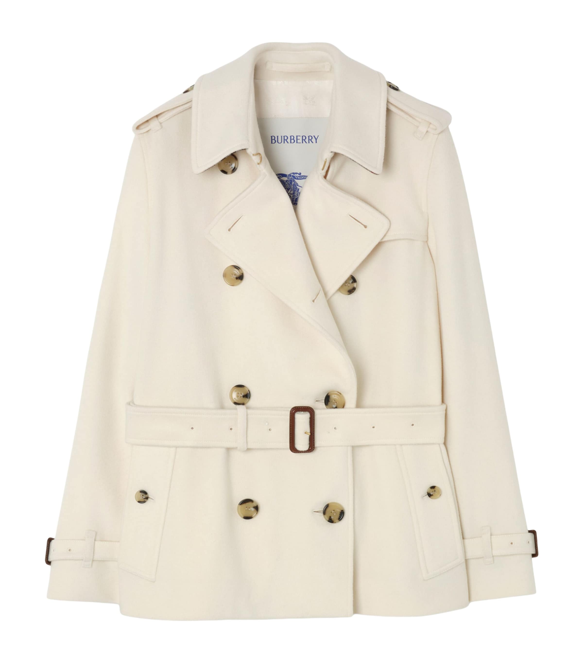Burberry Womens Cashmere Kensington Trench Jacket Ivory White