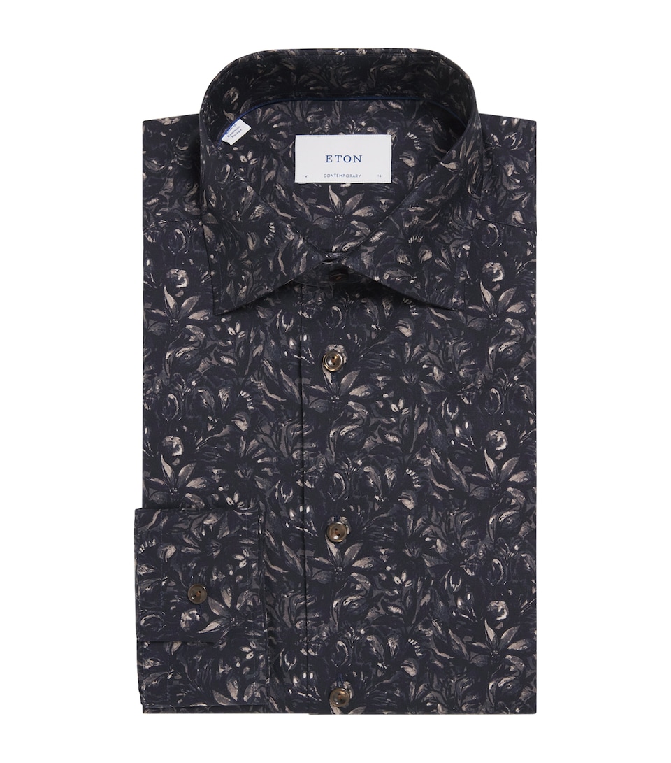 Cotton Twill Floral Print Contemporary Fit Shirt