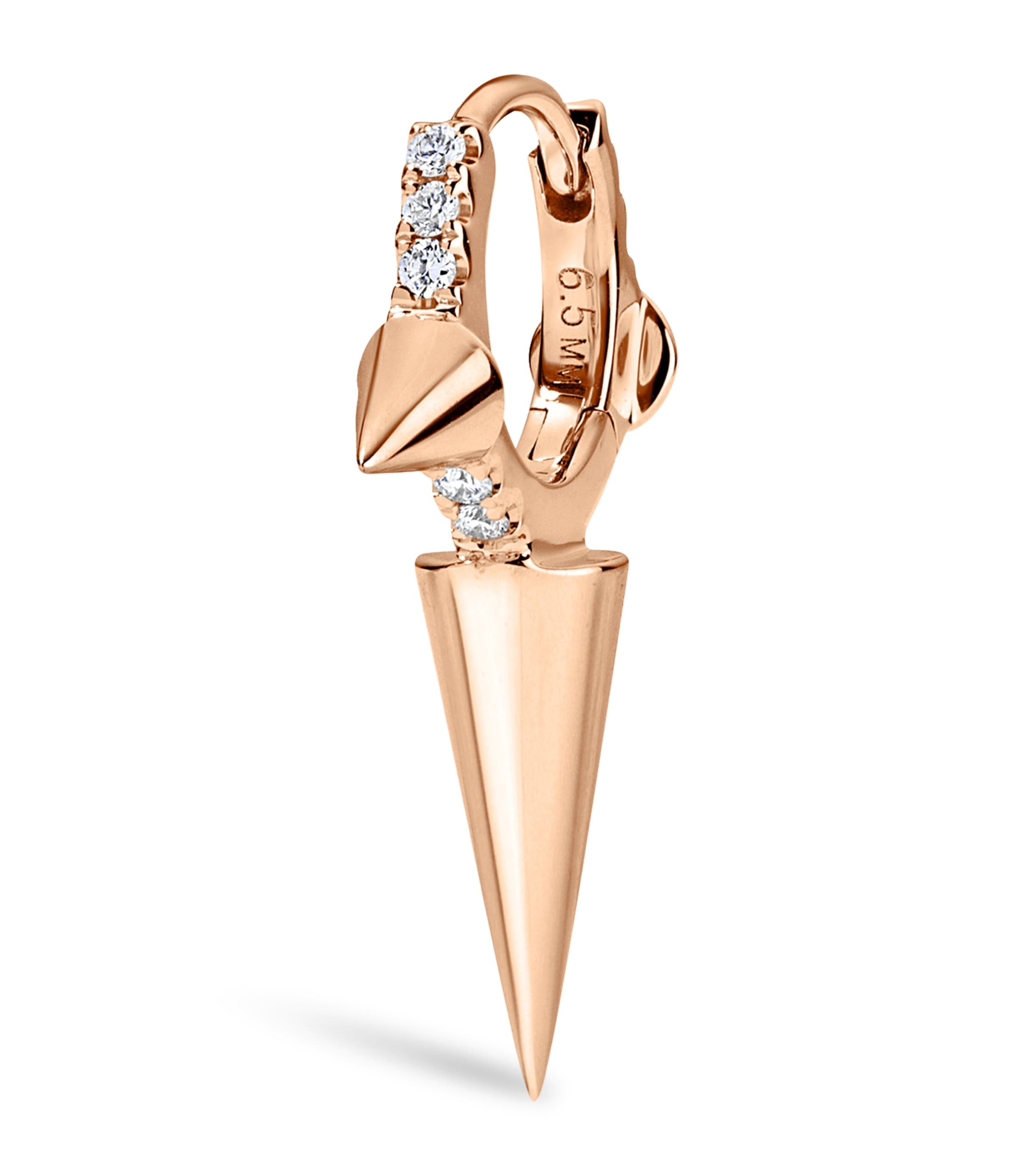 Maria Tash Triple Long Spike Diamond Eternity Single Hoop Earring (6.5mm) Rose Gold