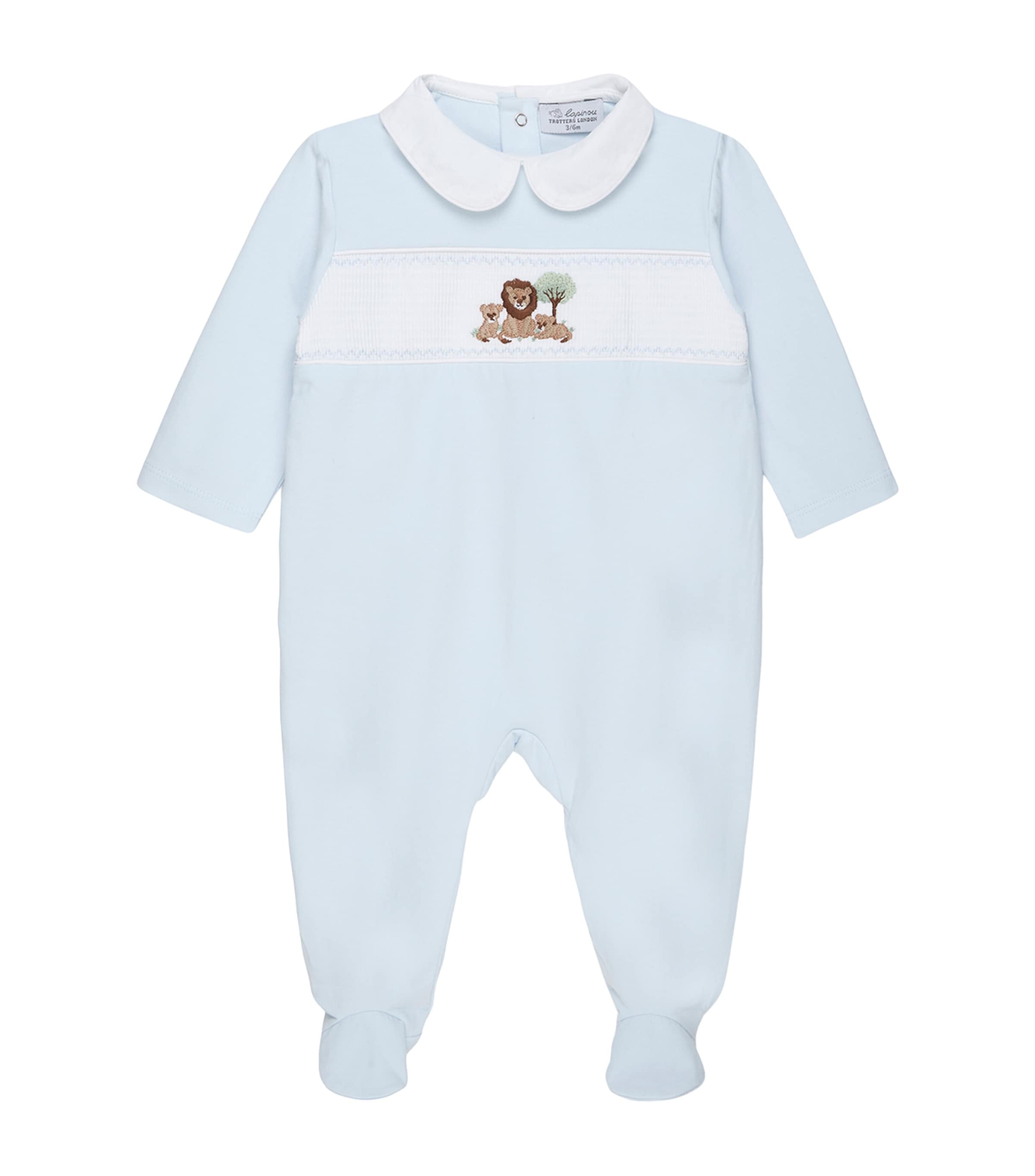 Trotters Stretch-Cotton Augustus and Cubs All-In-One (0-12 Months) Pale Blue