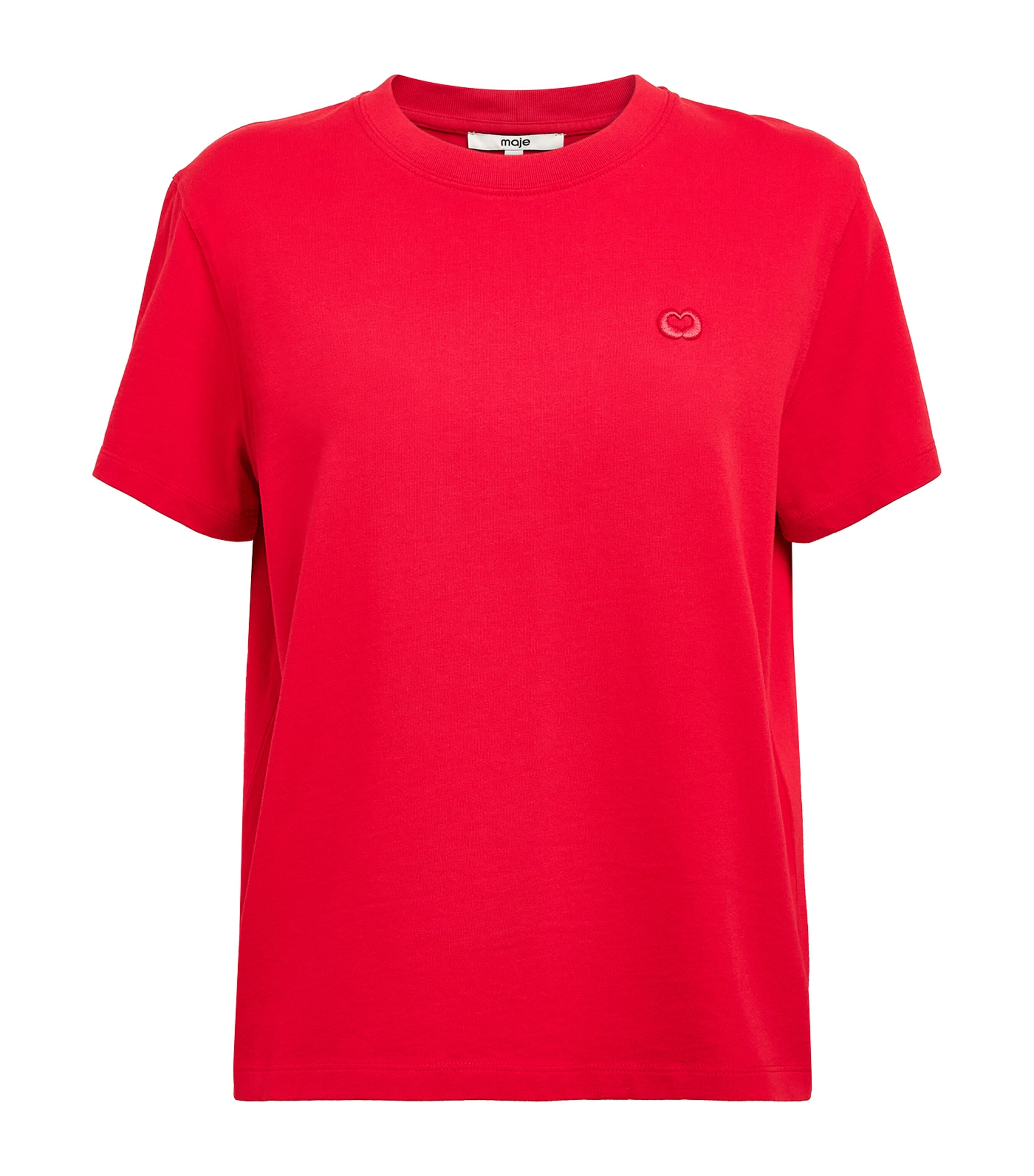 Maje Womens Cotton Embroidered Logo T-Shirt Red