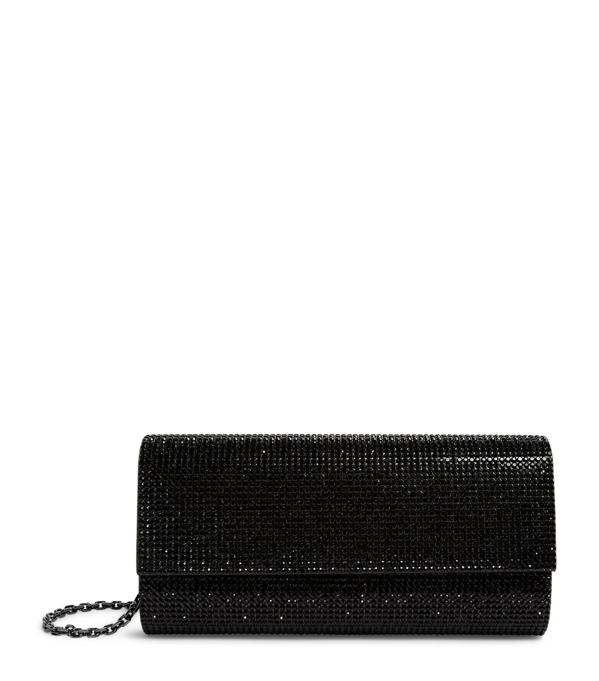 Satin Crystal-Embellished Perry Clutch Bag