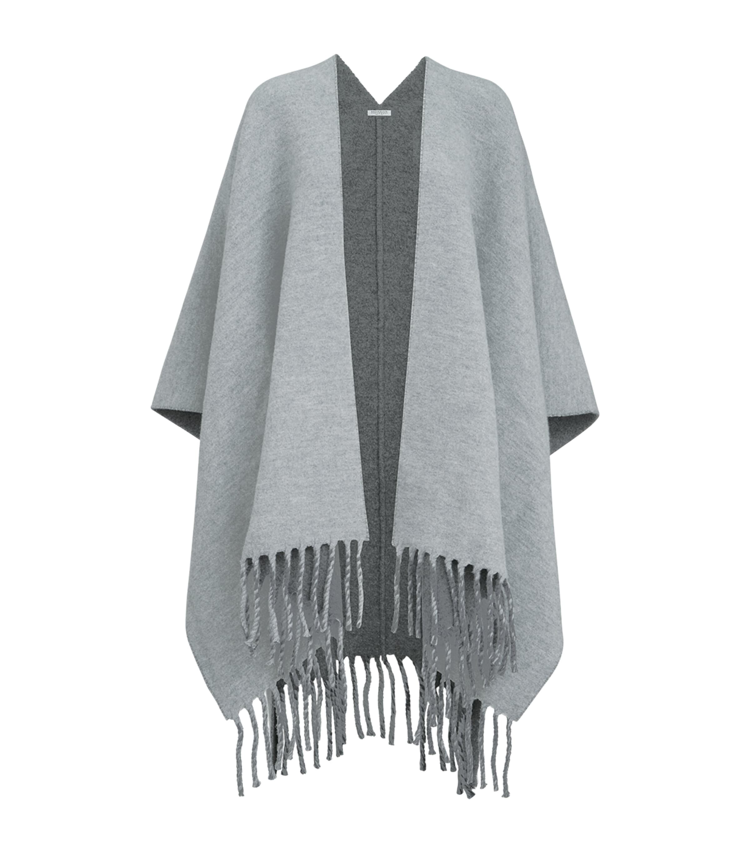 Brunello Cucinelli Womens Wool-Cashmere Reversible Poncho
