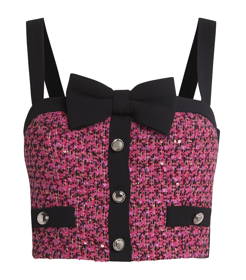Tweed Embellished Crop Top