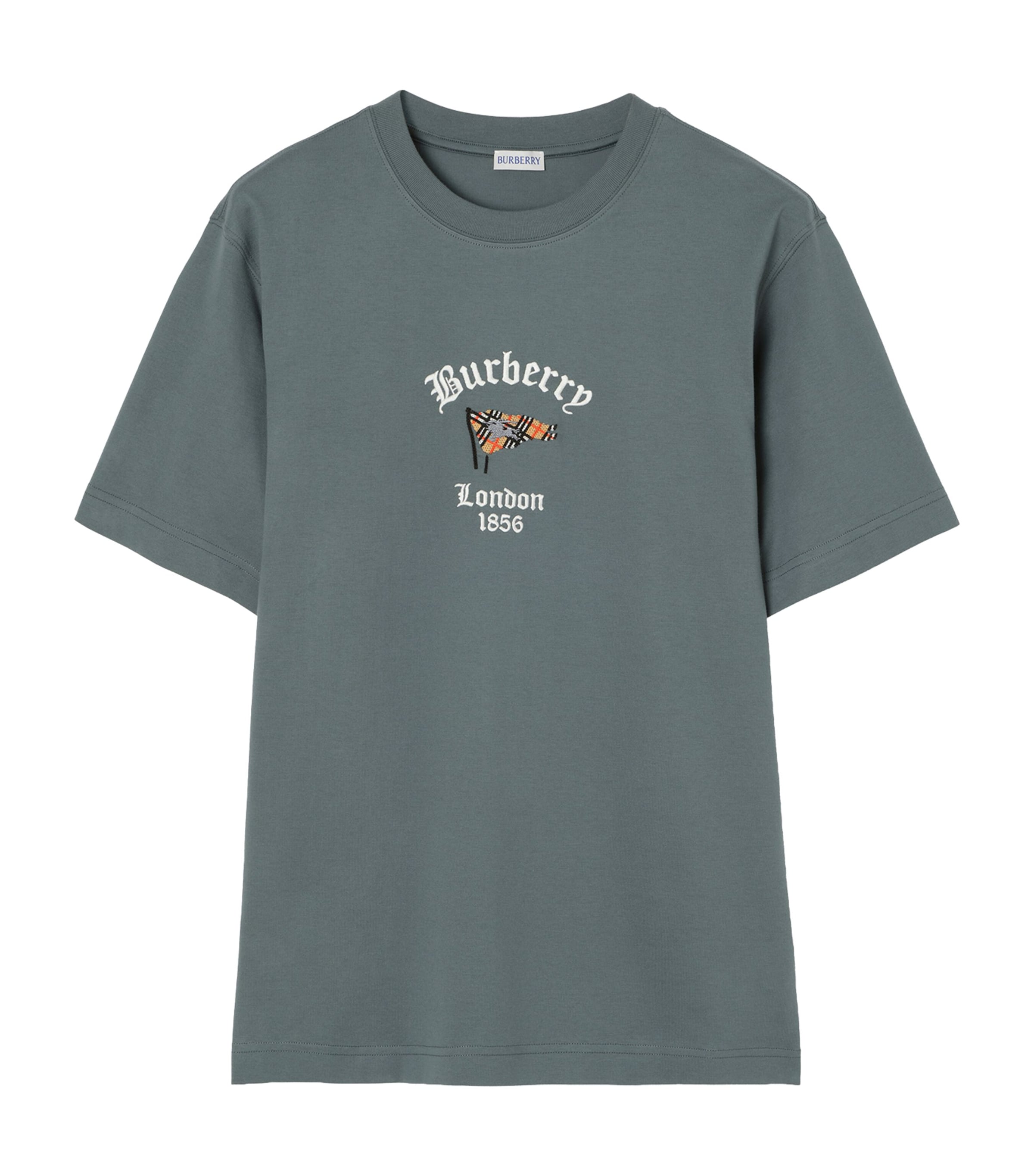 Burberry Mens Cotton Check Flag T-Shirt Seafarer Blue