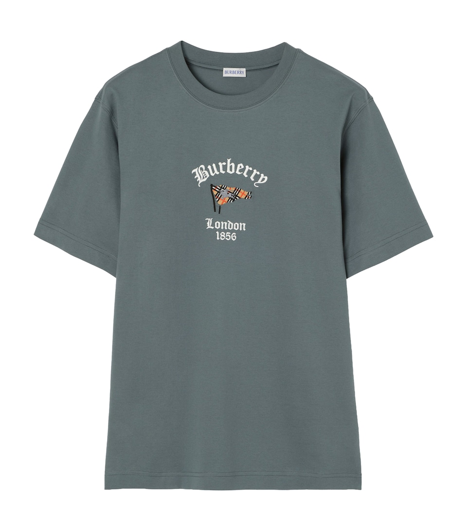 Burberry Mens Cotton Check Flag T-Shirt Seafarer Blue