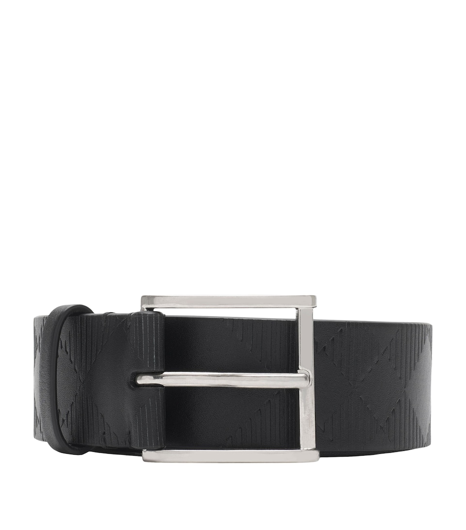 Leather Check-Embossed Belt