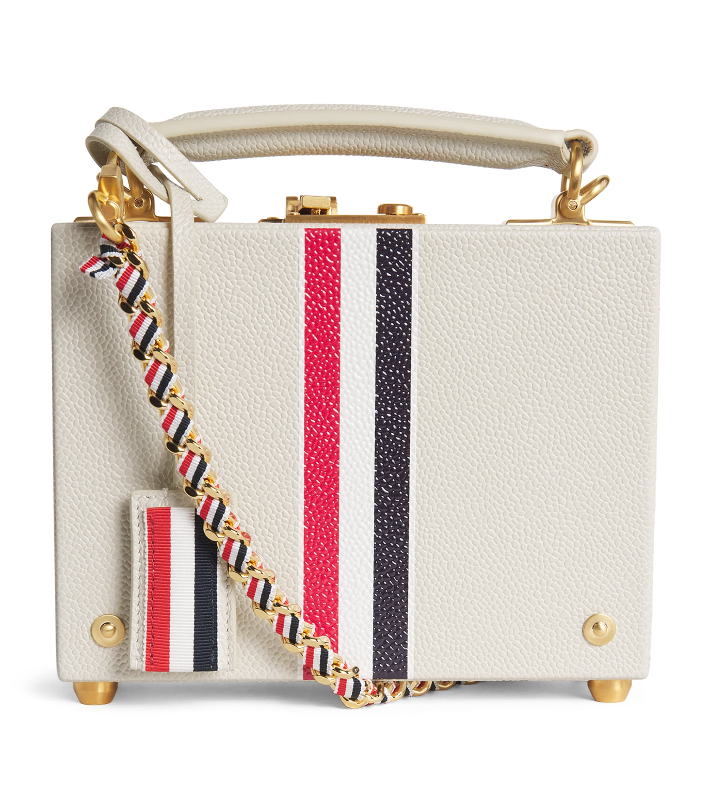 Thom Browne Grained Leather Attaché Top-Handle Bag Khaki