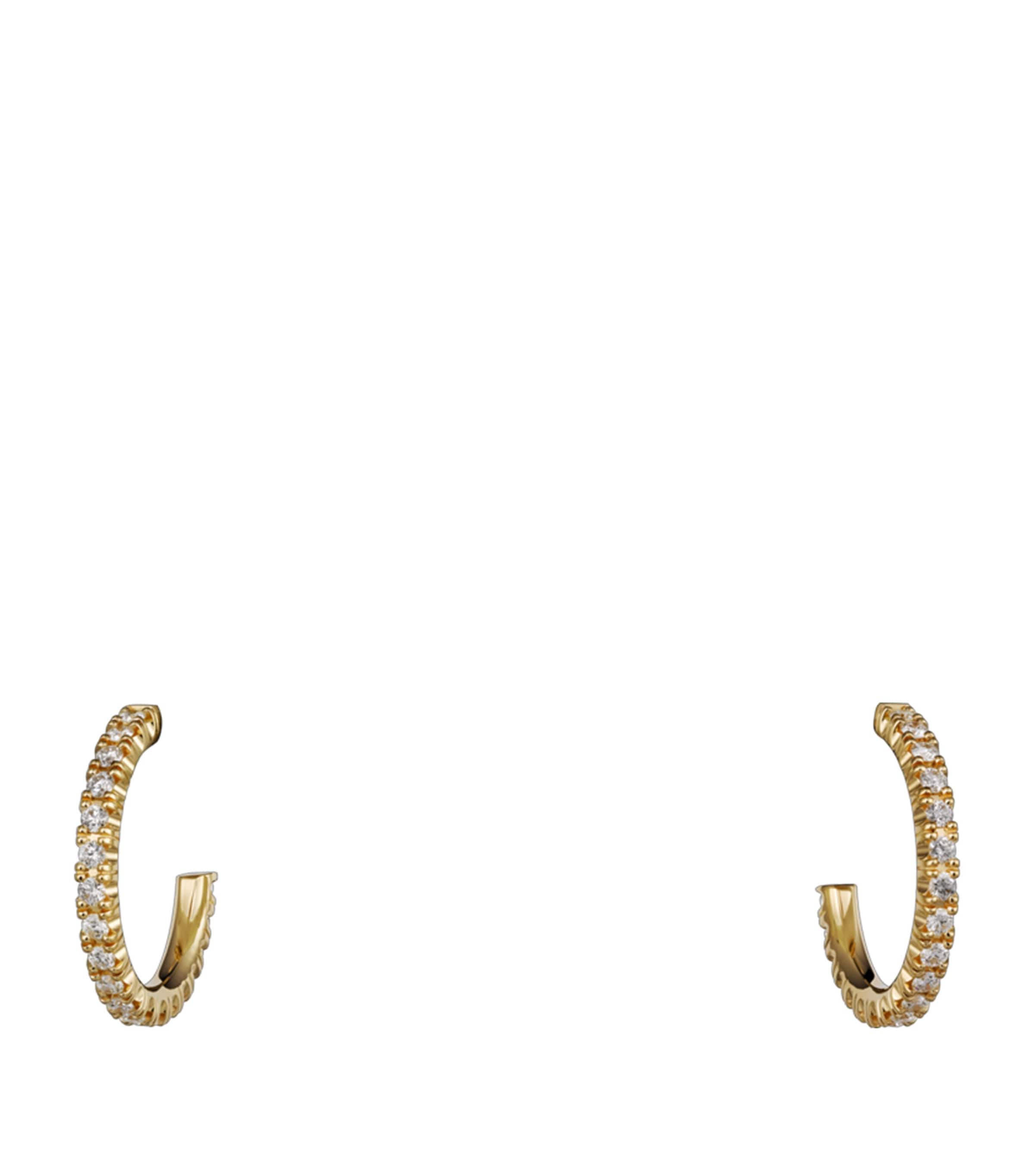 Small Yellow Gold and Diamond Étincelle de Cartier Hoop Earrings