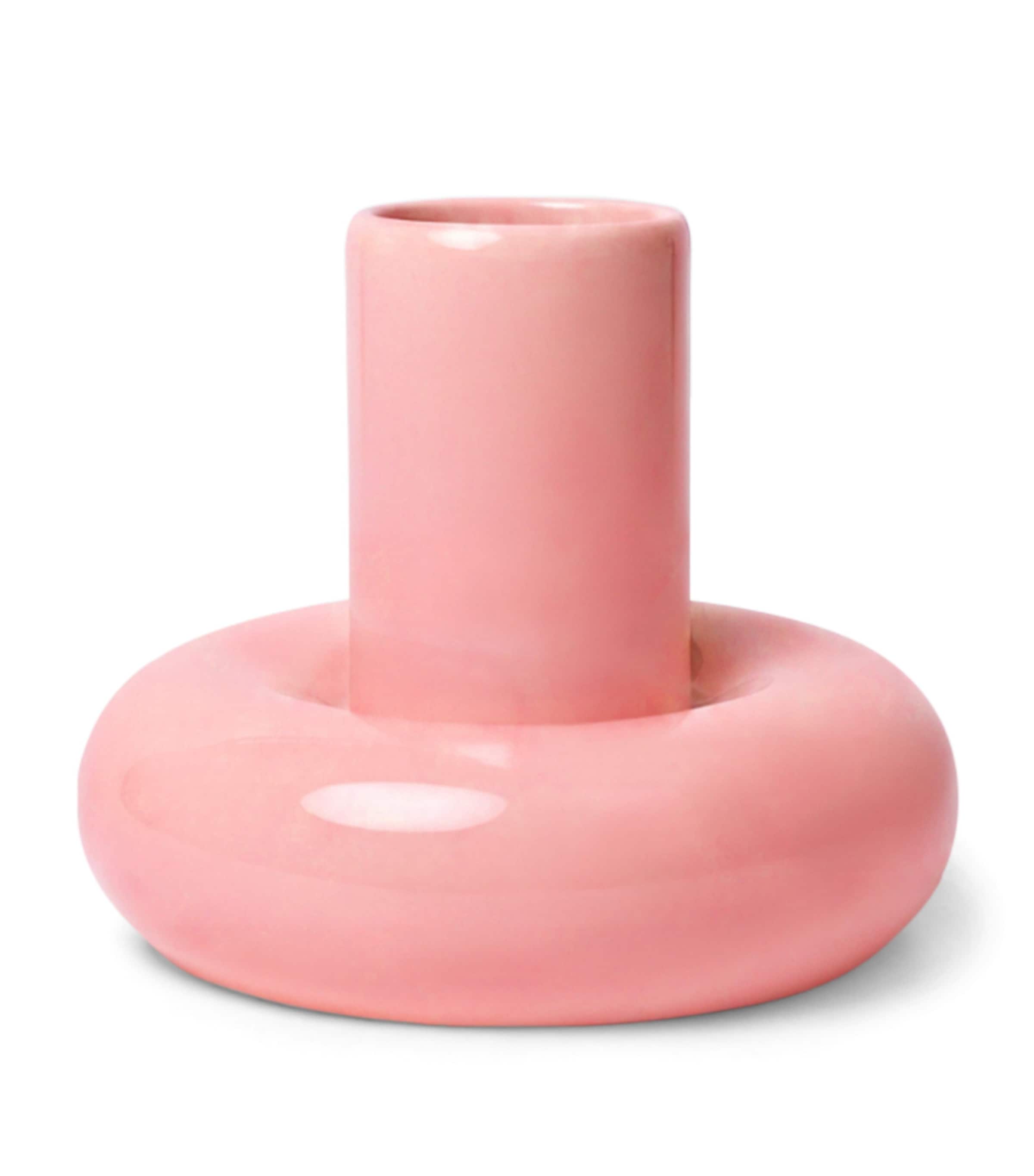 Gustaf Westman Small Glazed Ceramic Chunky Candle Holder Pink
