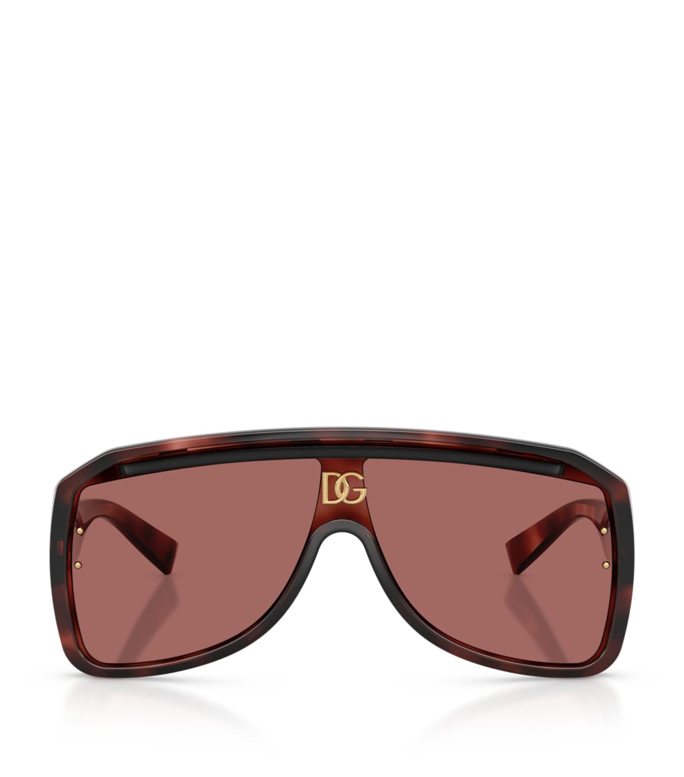Dolce&Gabbana Wrap-Around Pilot Sunglasses Brown