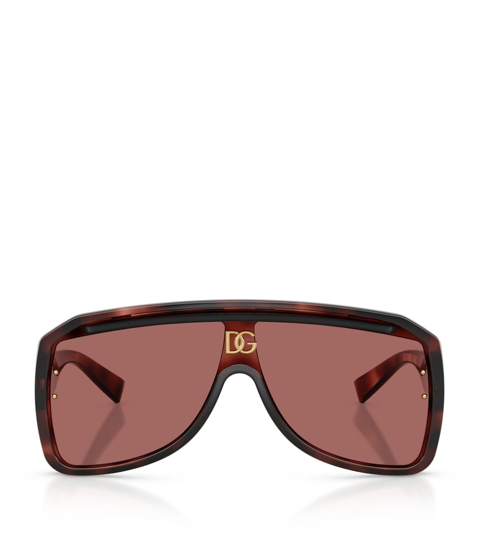 Dolce&Gabbana Wrap-Around Pilot Sunglasses Brown