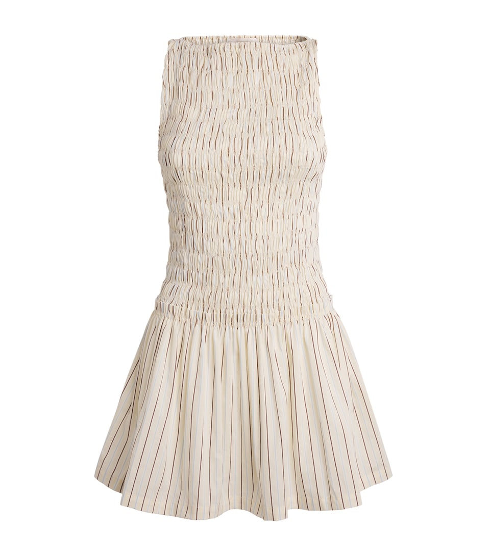 Faithfull the Brand Womens Cotton Maria Mini Dress Fiori Stripe Lemon