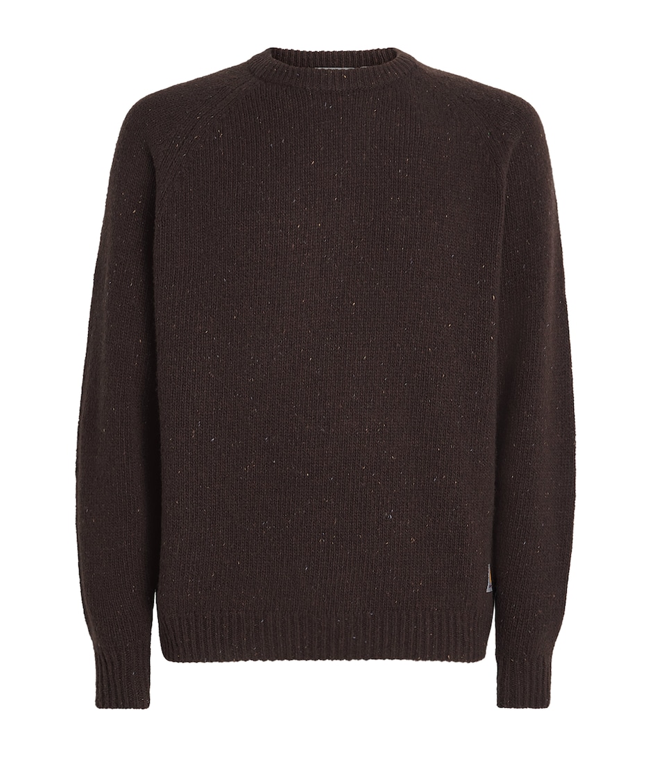 Carhartt WIP Mens Wool-Blend Anglistic Sweater Speckled Tobacco