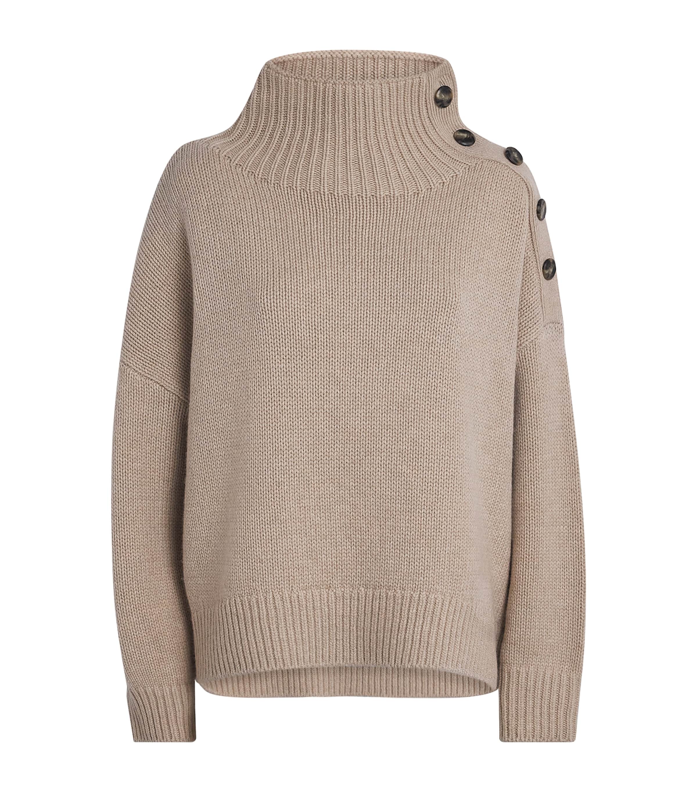 Wool-Cashmere Buttoned Sweater