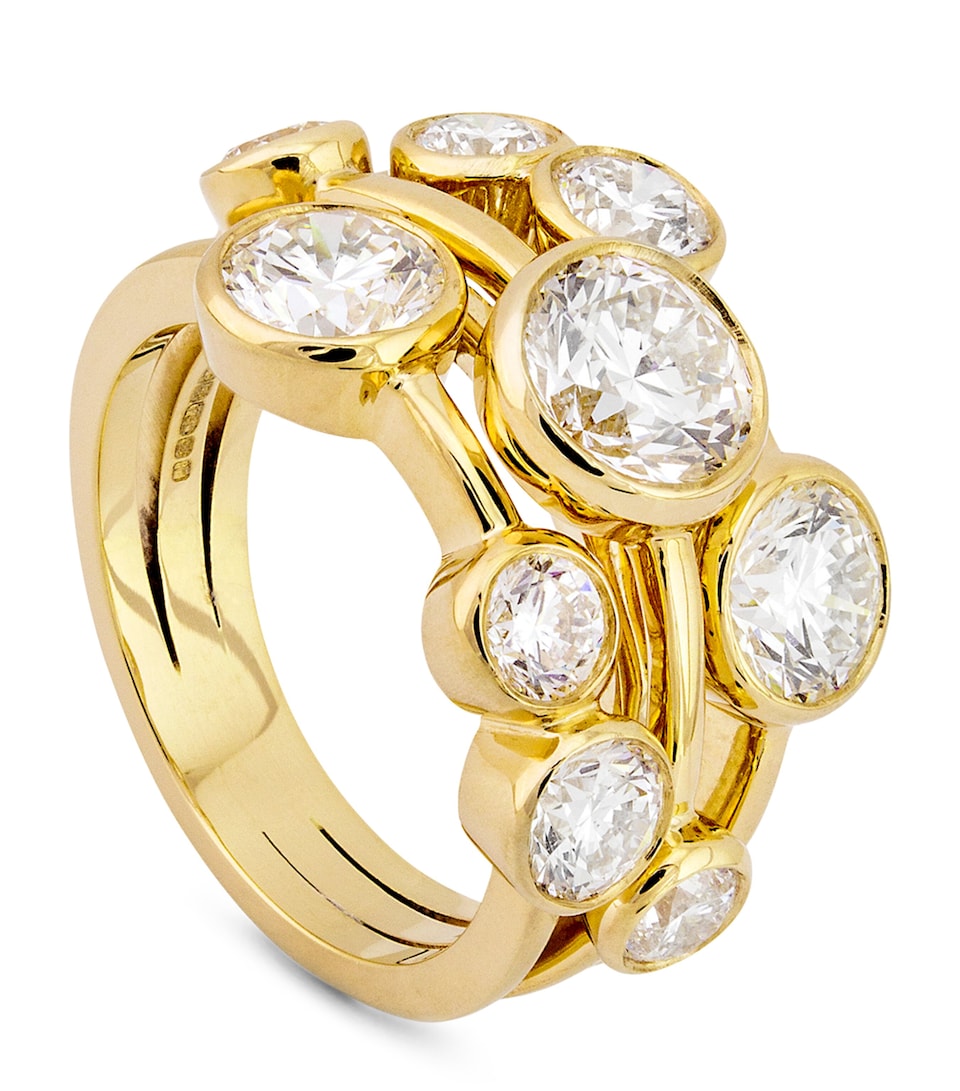 Boodles Large Yellow Gold and Diamond Raindance Ring Yellow Gold