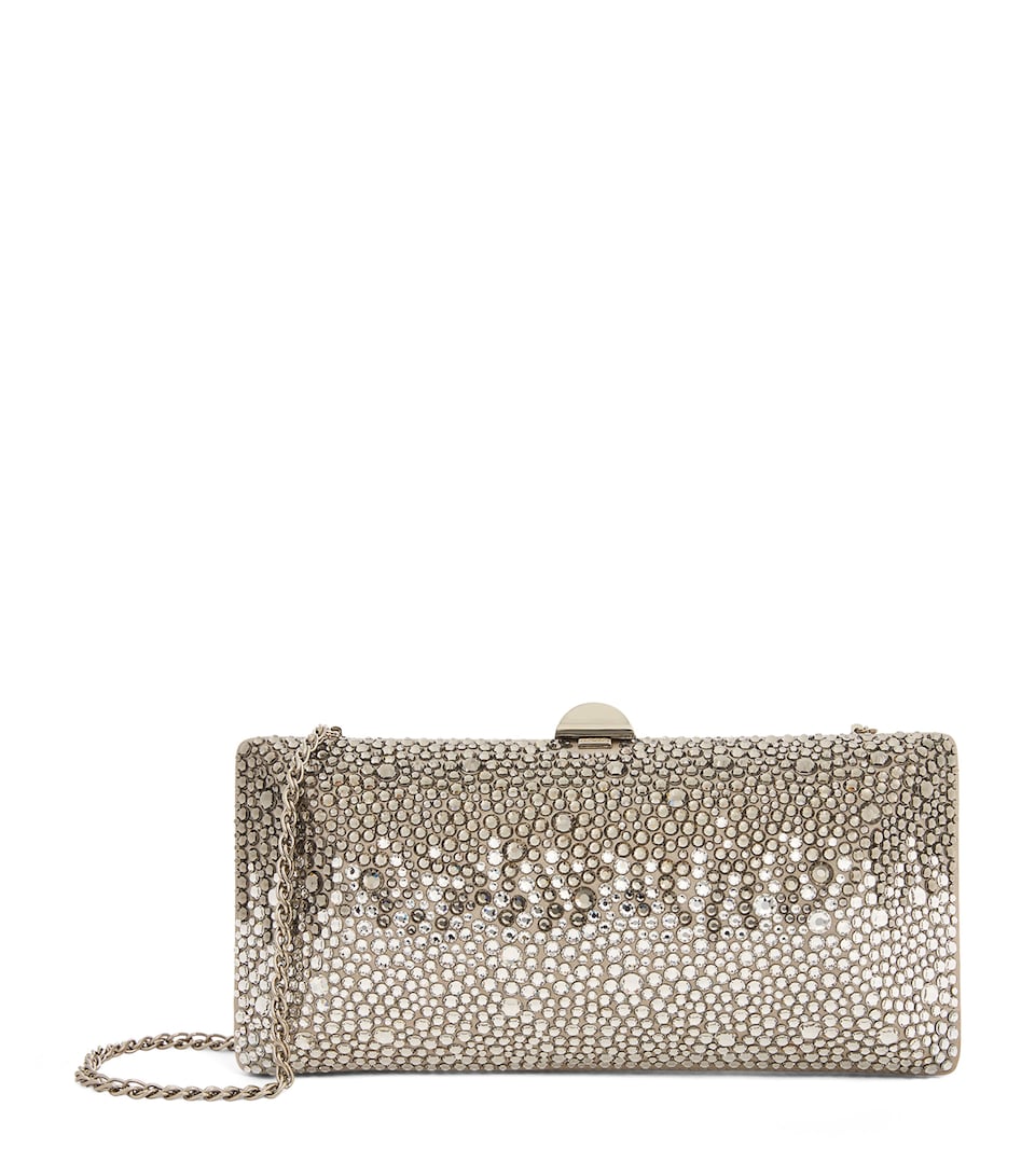 Silk Satin Crystal-Embellished Clutch Bag