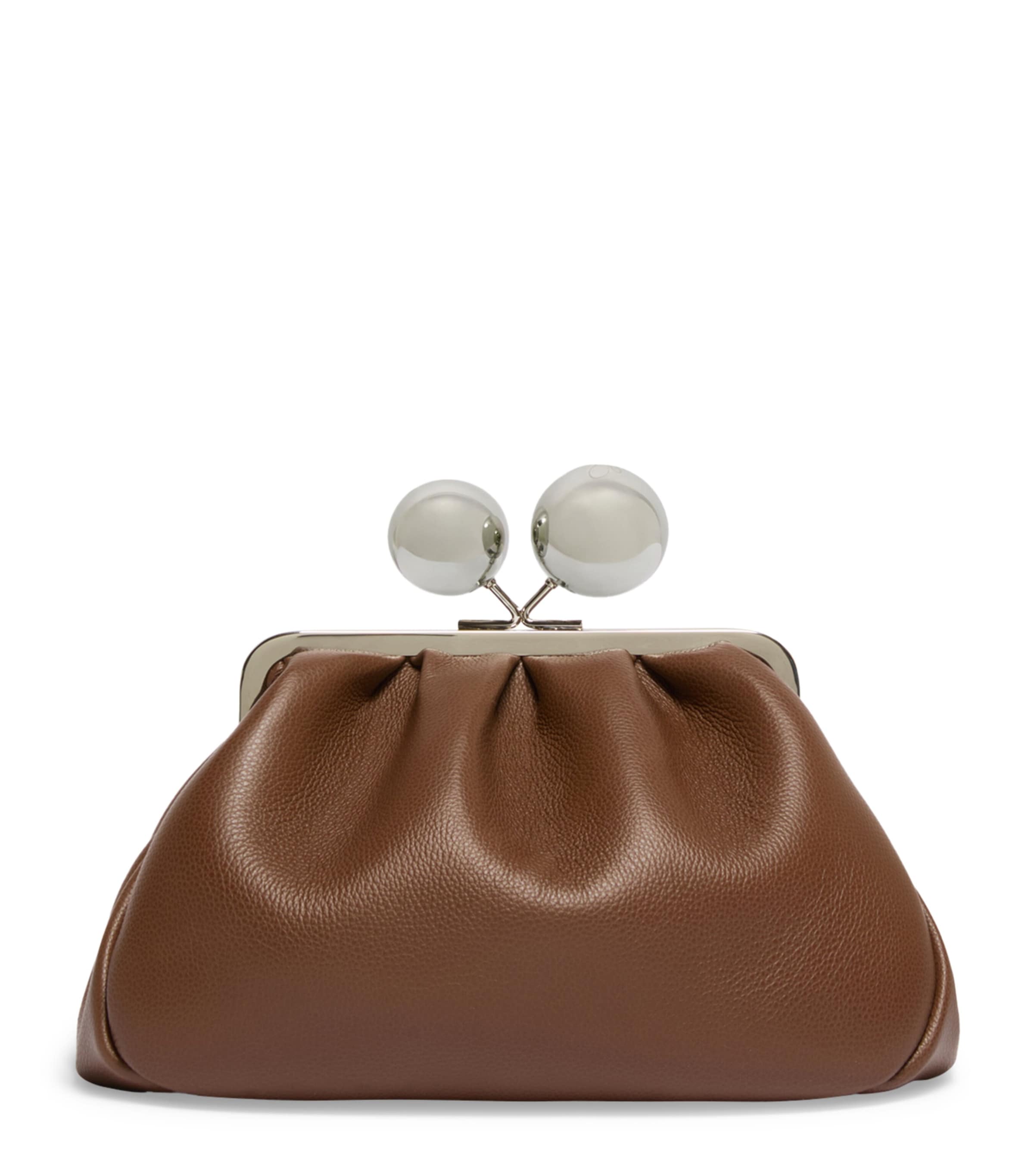 Weekend Max Mara Leather Pasticcino Clutch Bag Brown