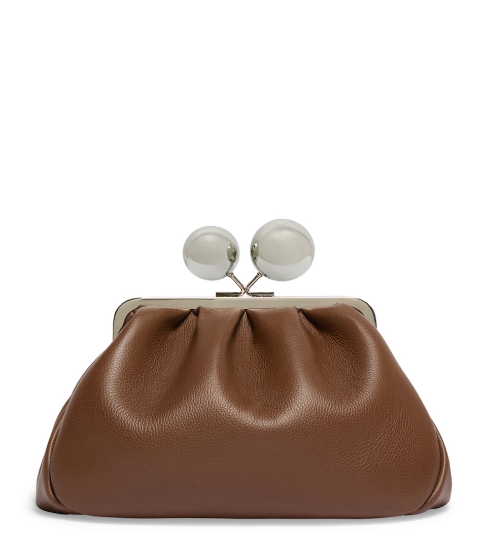 Weekend Max Mara Leather Pasticcino Clutch Bag Brown