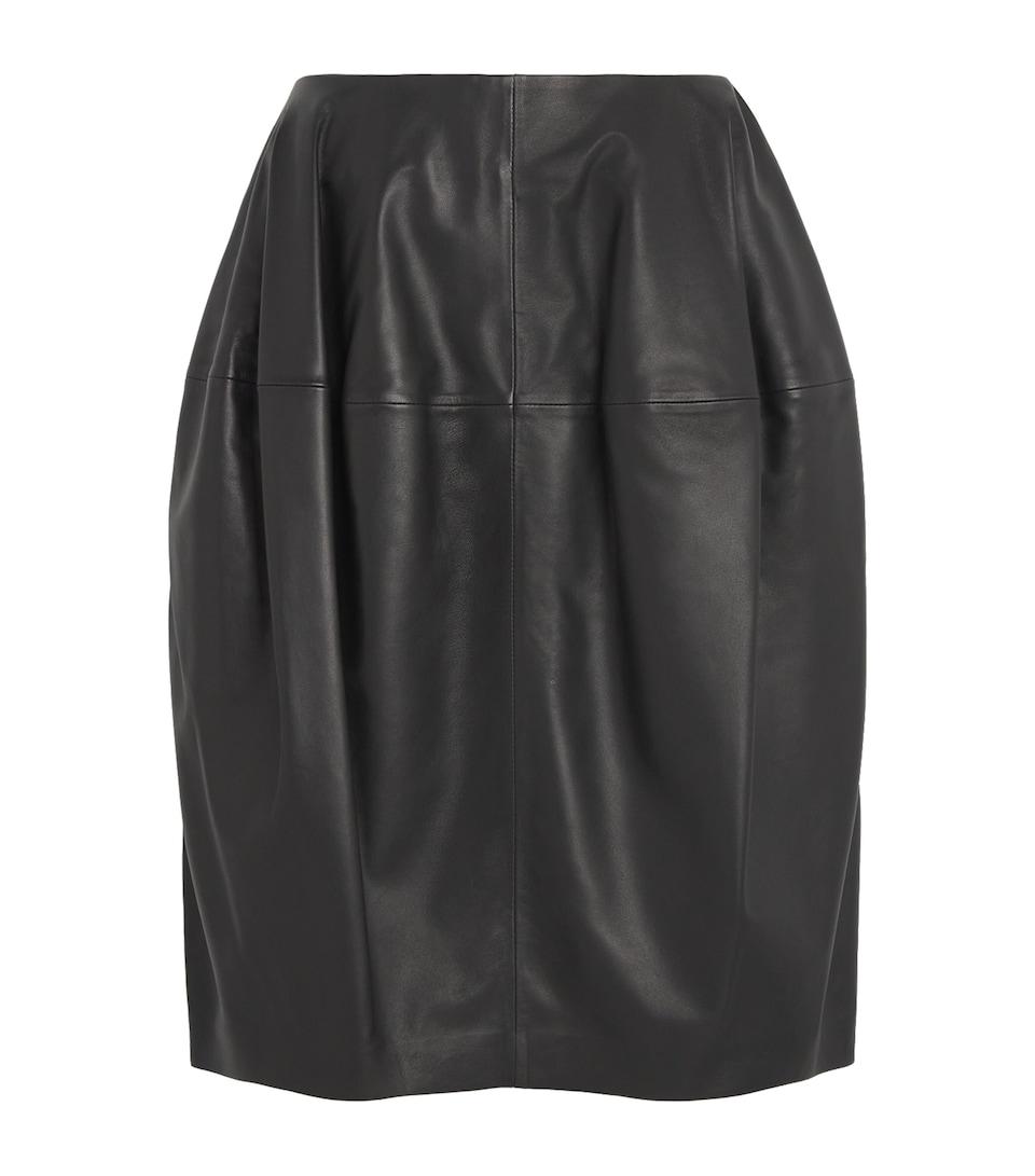 Toteme Womens Leather Midi Skirt Black
