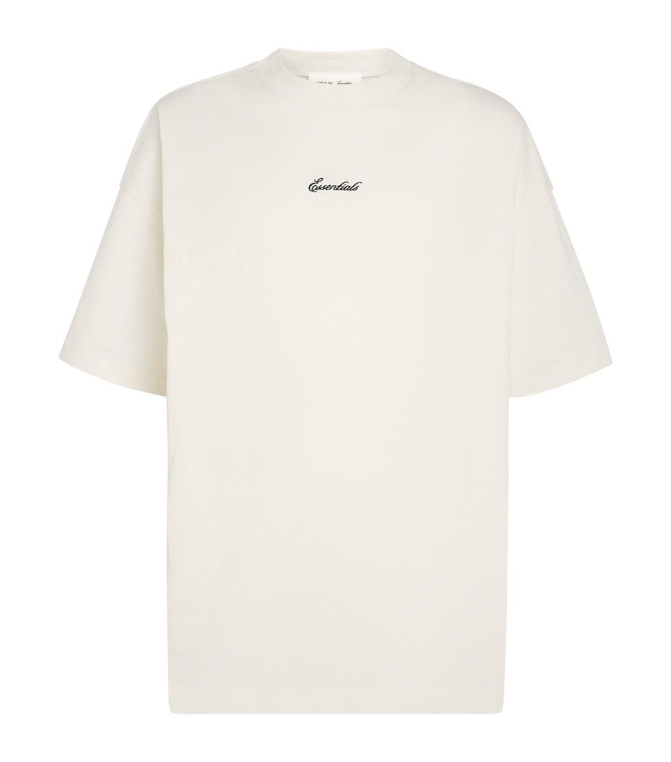 FEAR OF GOD ESSENTIALS Mens Oversized Logo T-Shirt Ivory