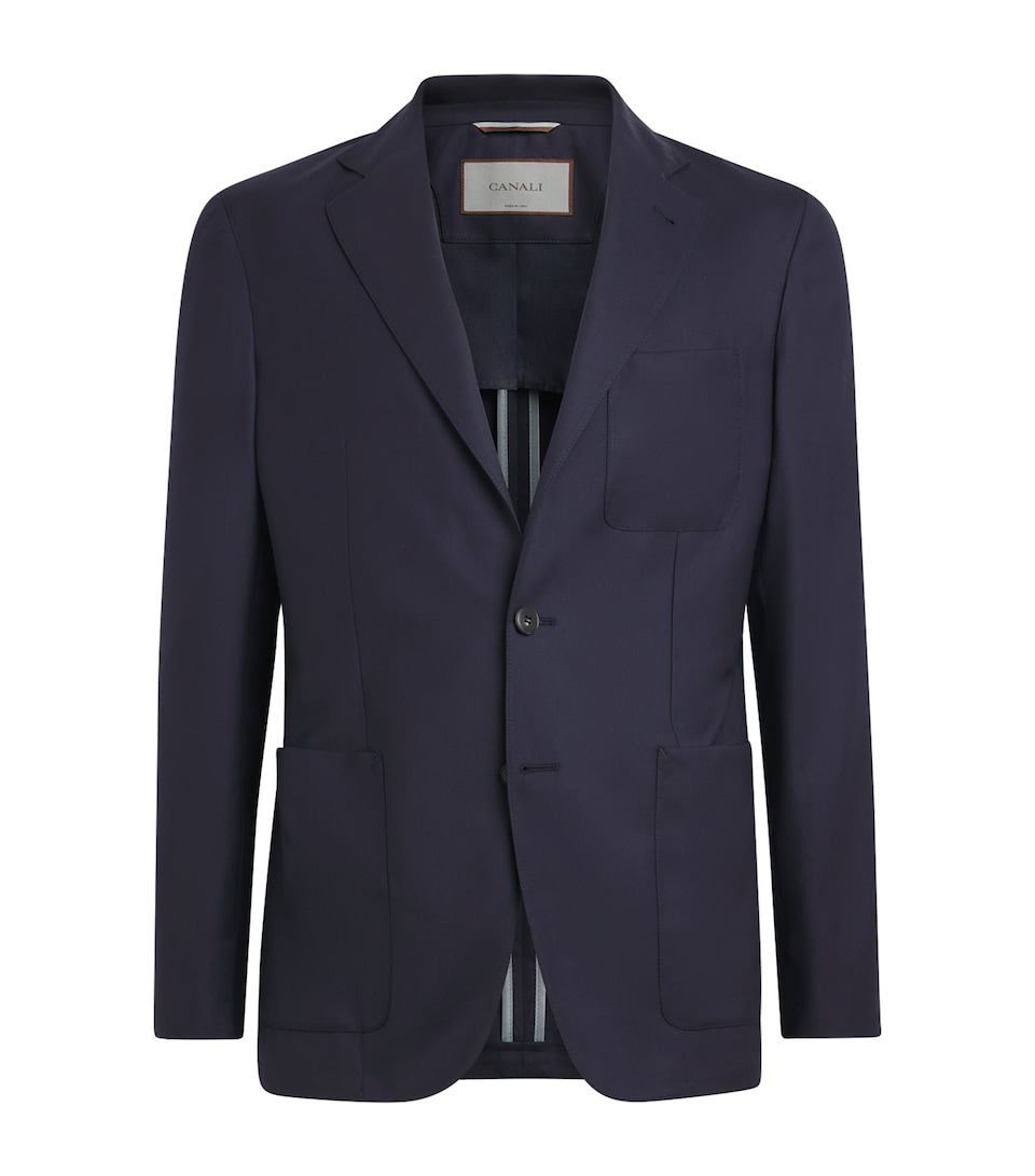 Canali Mens Wool-Silk Deconstructed Suit Jacket