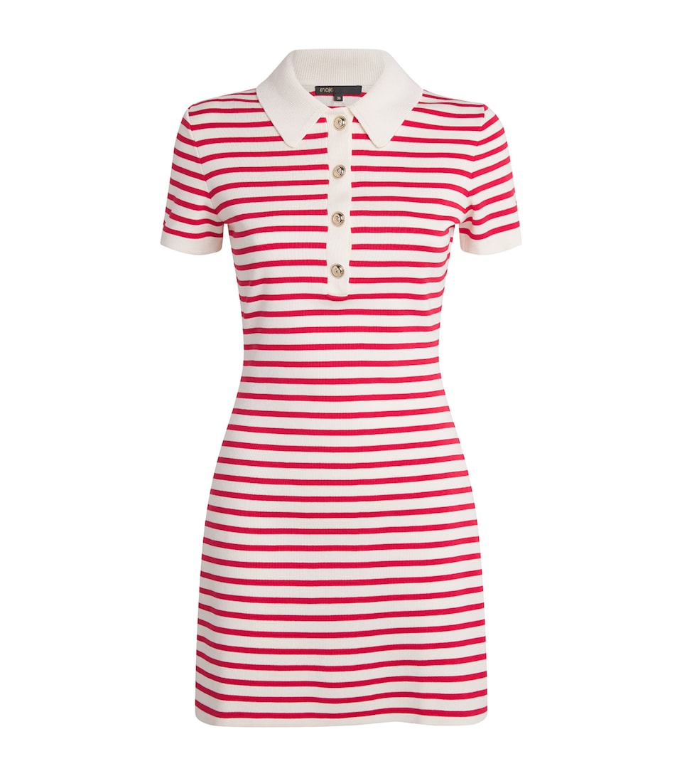 Maje Womens Cotton-Blend Stripe Mini Dress Red