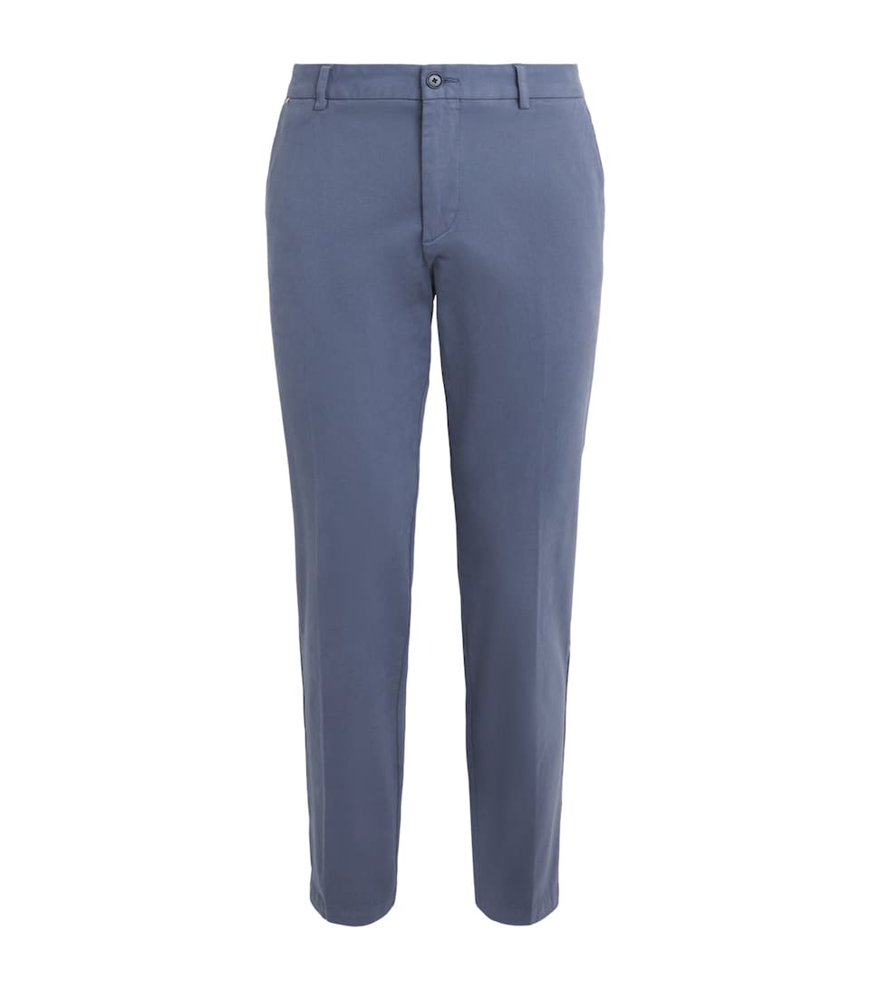 BOSS Mens Stretch-Cotton Straight Trousers Open Blue