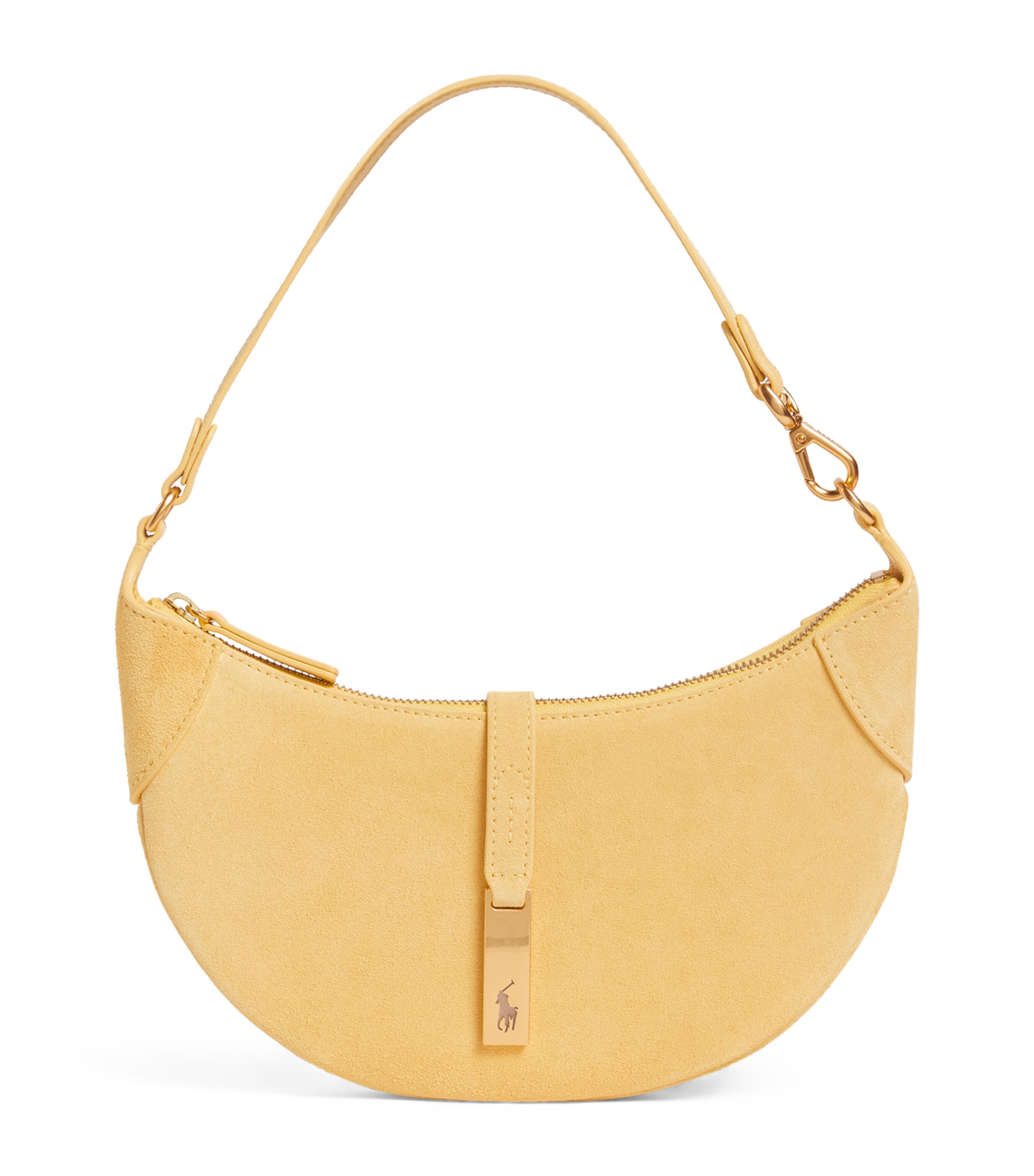 Polo Ralph Lauren Small Suede Polo ID Shoulder Bag Lemon Meringue