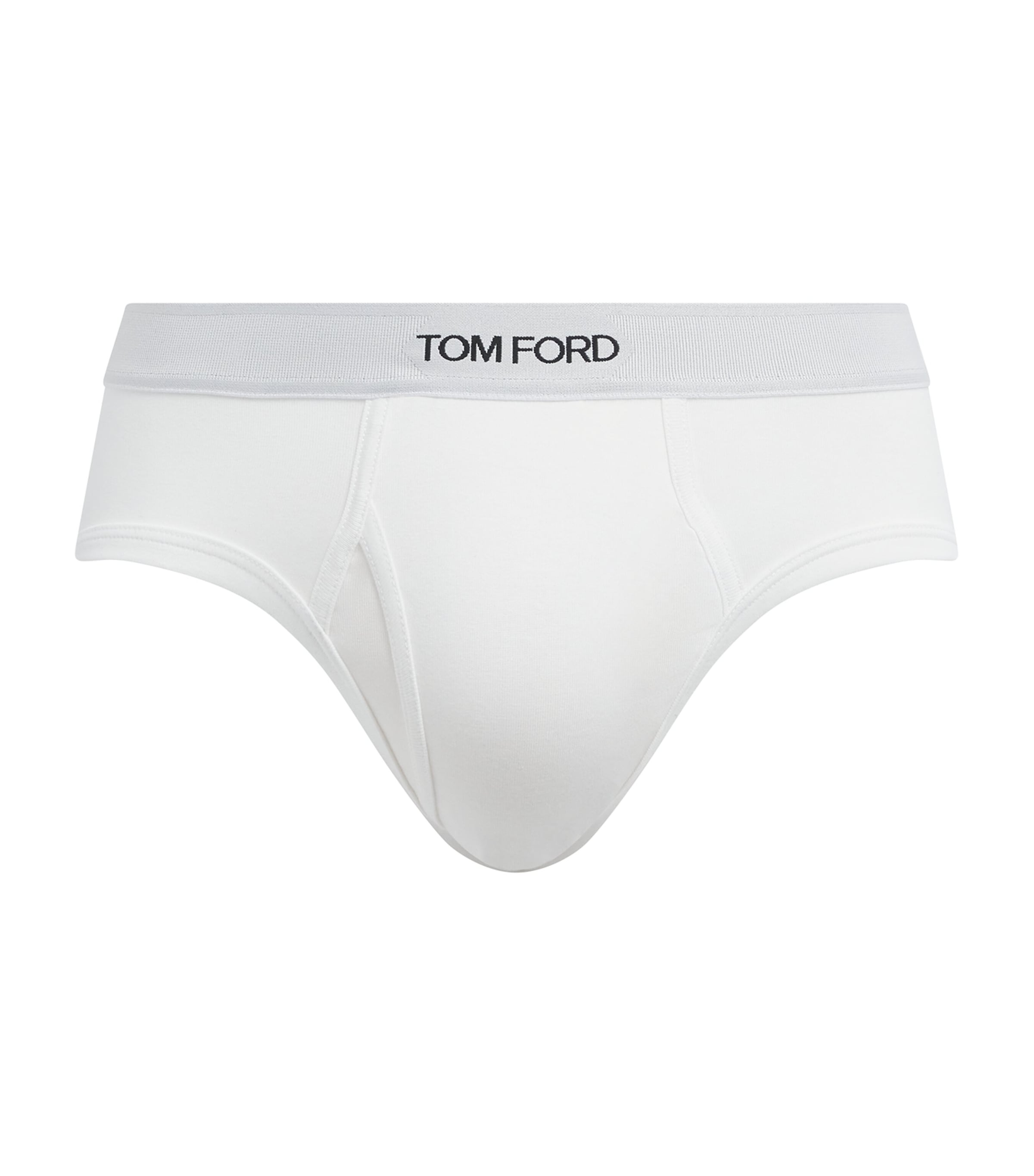 TOM FORD Mens Stretch-Cotton Logo Briefs White