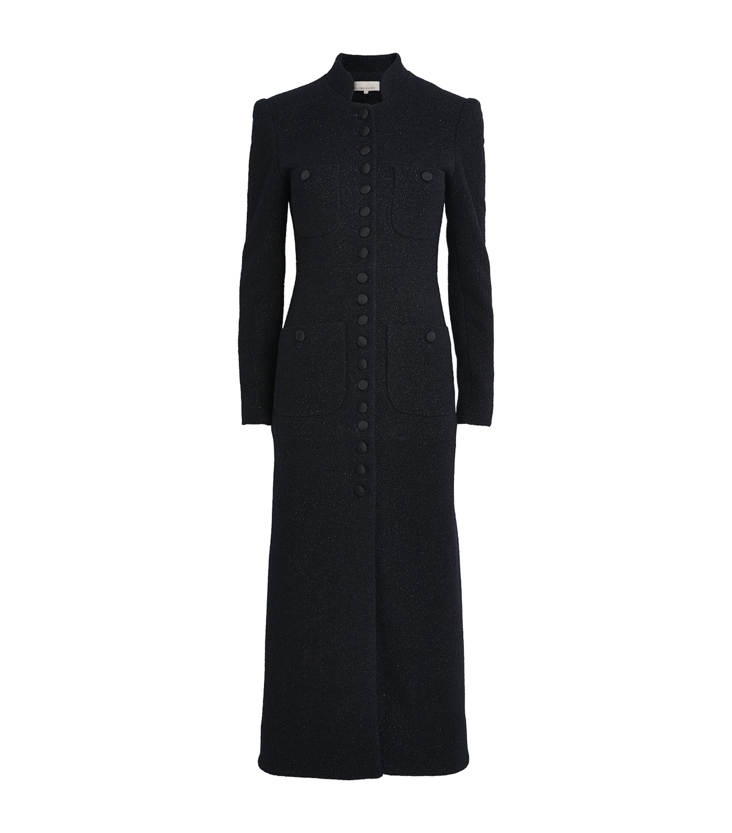 Wool-Blend Metallic Tweed Coat