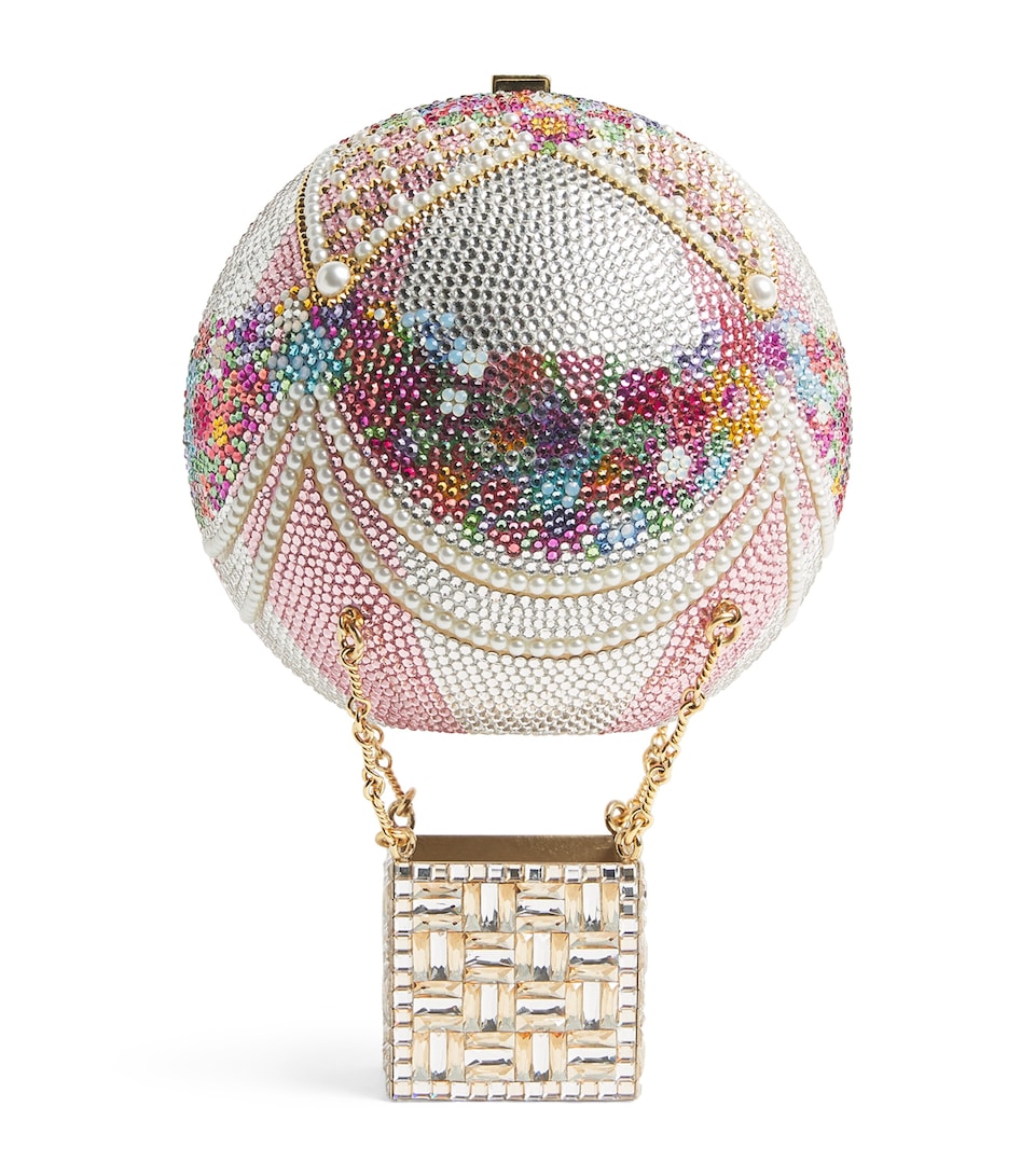 Judith Leiber Embellished Hot Air Balloon Clutch Bag Champagen Rose Multi